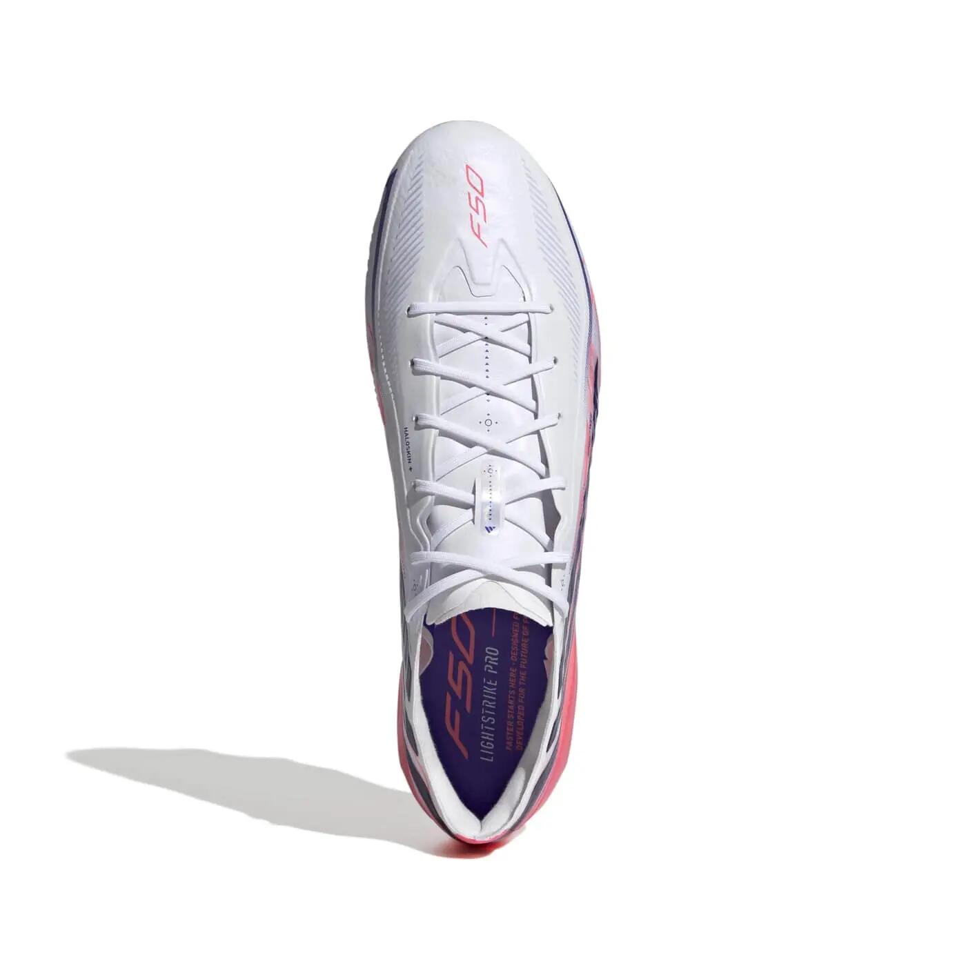 Adidas F50 Hyperfast Elite FG blanco y rosa 4/14