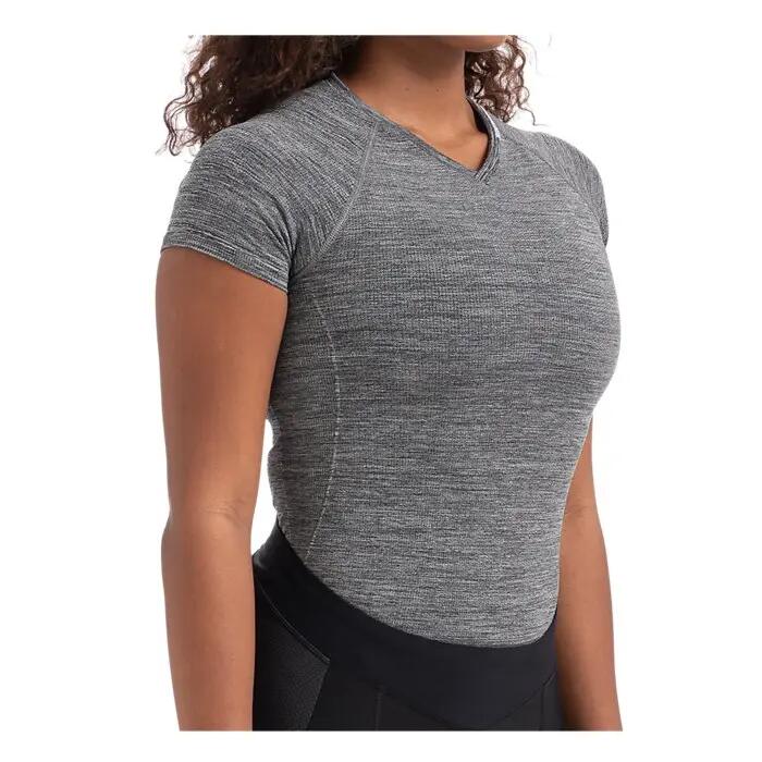 Tricou ciclism maneca scurta pentru femei Seamless Base Layer SS - gri melanj