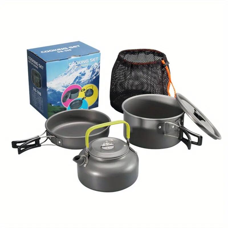 3pcs Camping Cookware Set Portable Aluminum