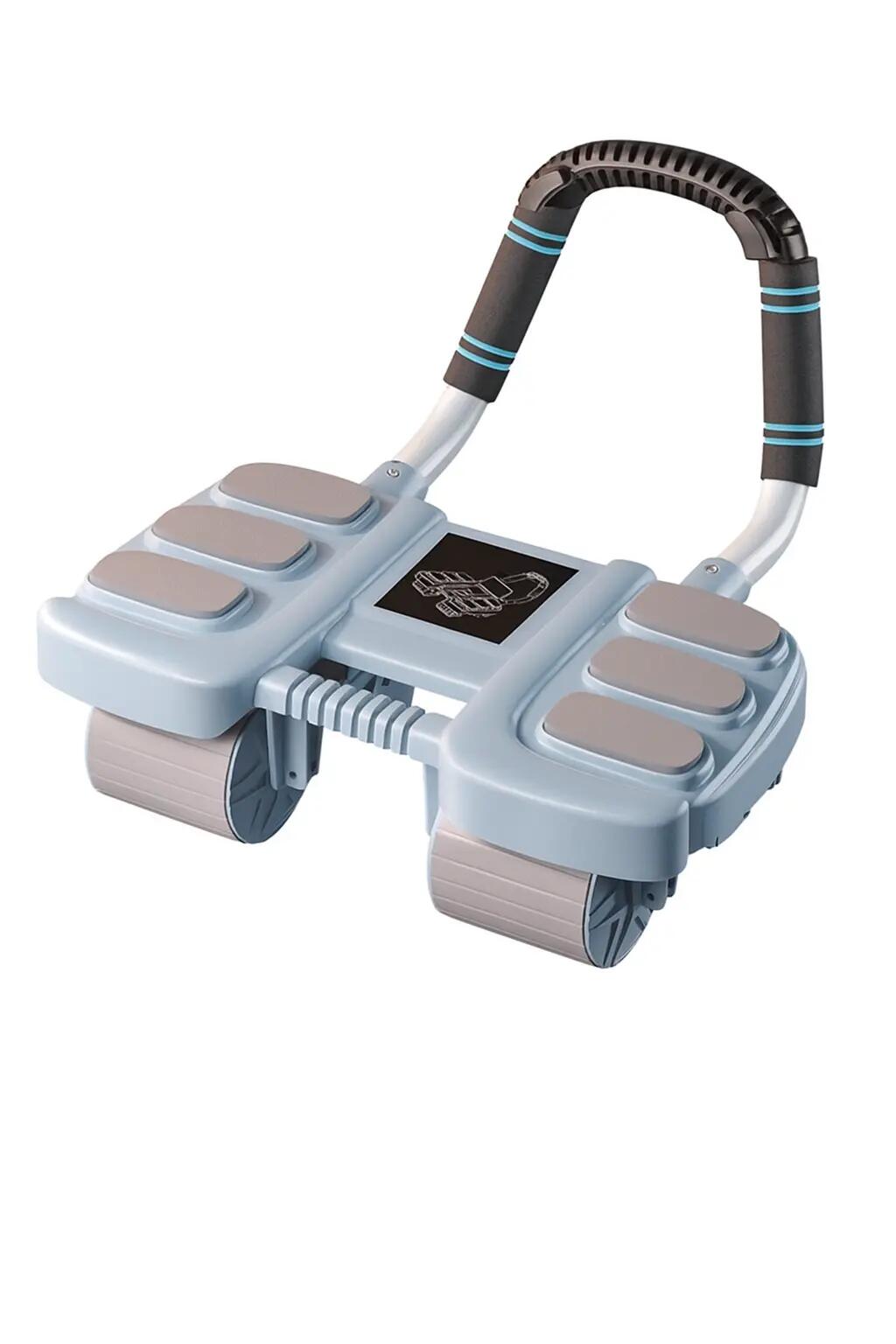 Ab Roller with Automatic Rebound 4-Wheel Core Trainer Blue