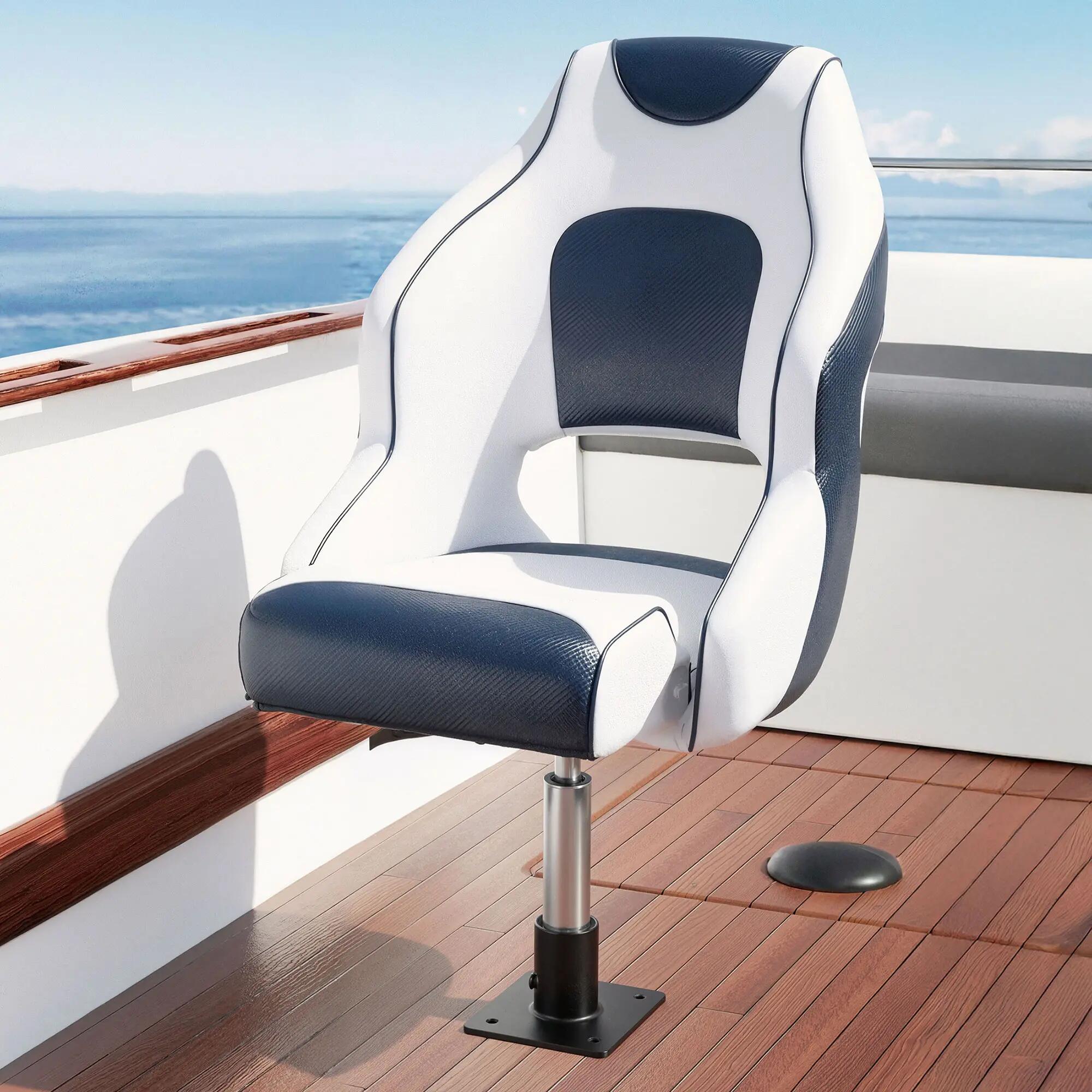 Seamanship Captain Bucket Boat Seats Flip Up Bolster Swivel 15cm Padding with Ad