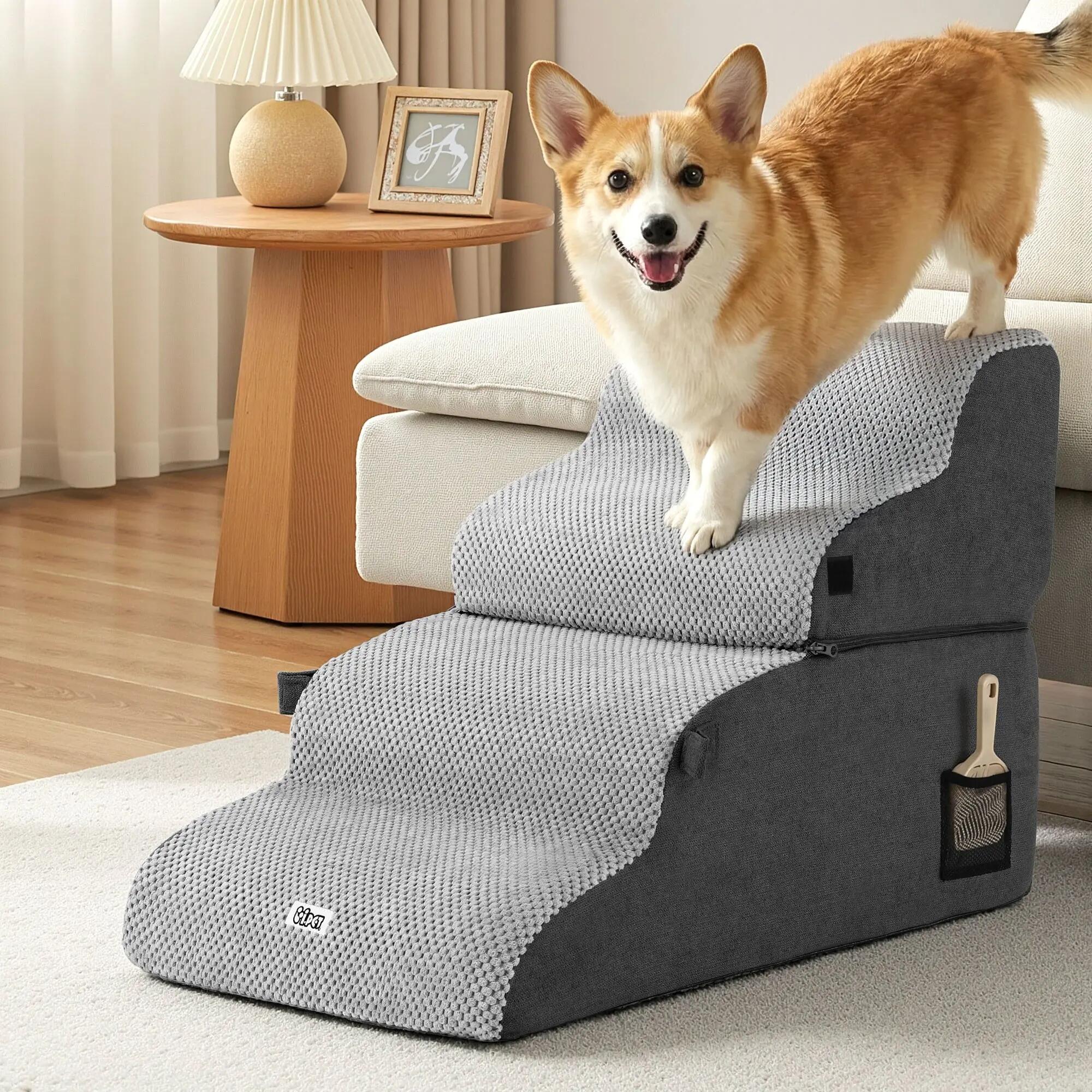 i.Pet Dog Stairs and Bed 2-in-1 Sofa Car Foam Non-Slip Washable Pet Stairs Indoo