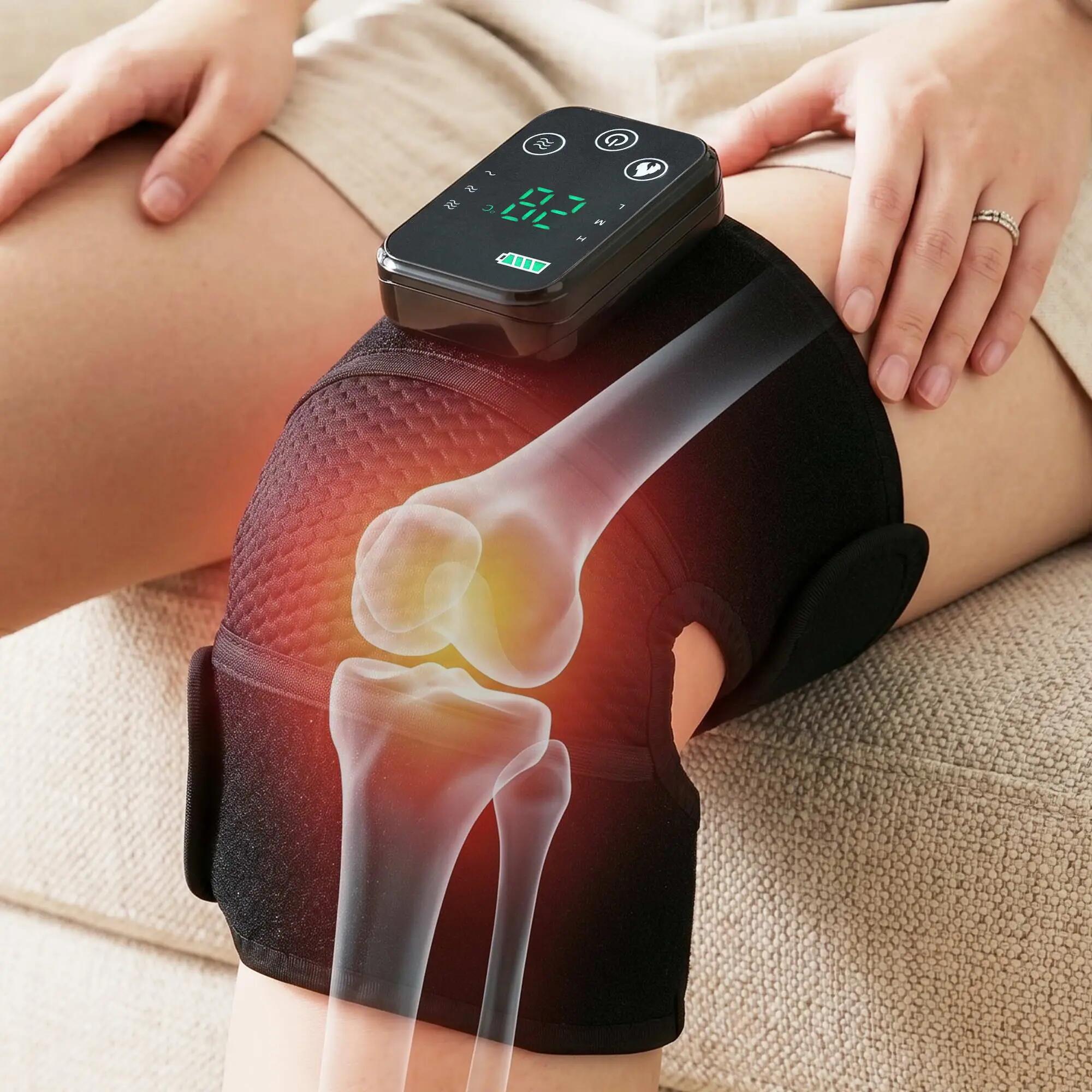 Livemor Knee Massager with Heat, Cordless Heated Knee Massage for Pain Relief wi