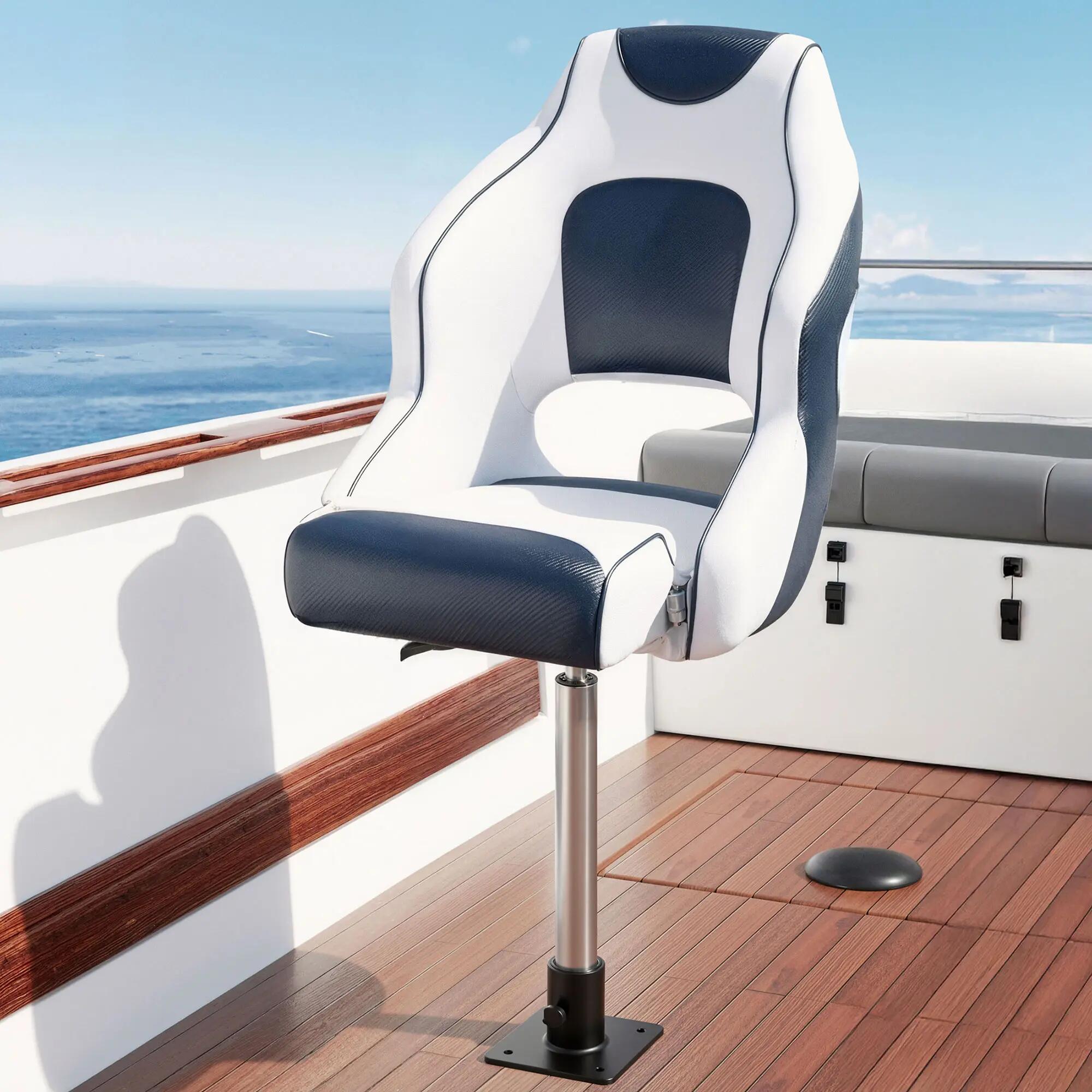 Seamanship Captain Bucket Boat Seats Flip Up Bolster Swivel 15cm Padding with Ad