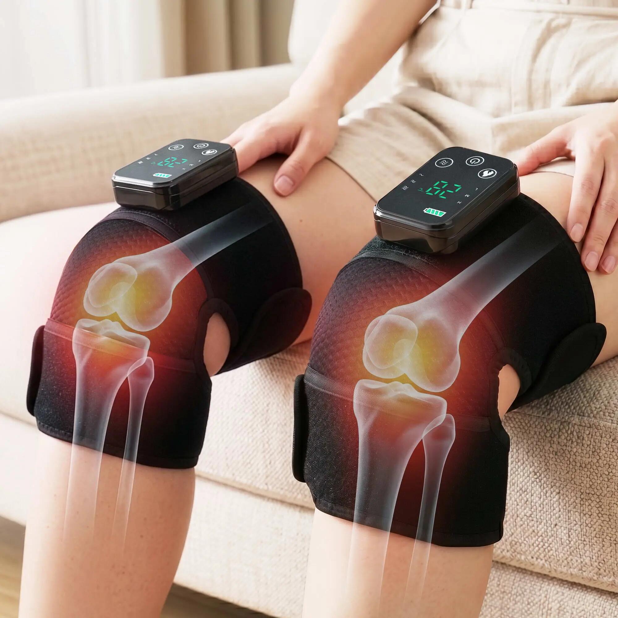 Livemor Knee Massager with Heat (2 Pack), Cordless Heated Knee Massage for Pain