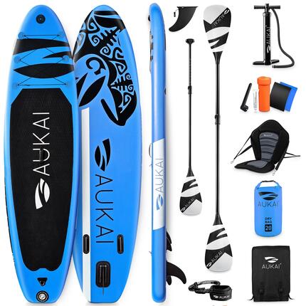 Pro Ocean Kit de Stand Up Paddle gonflable 2-en-1 avec siège de kayak - Bleu