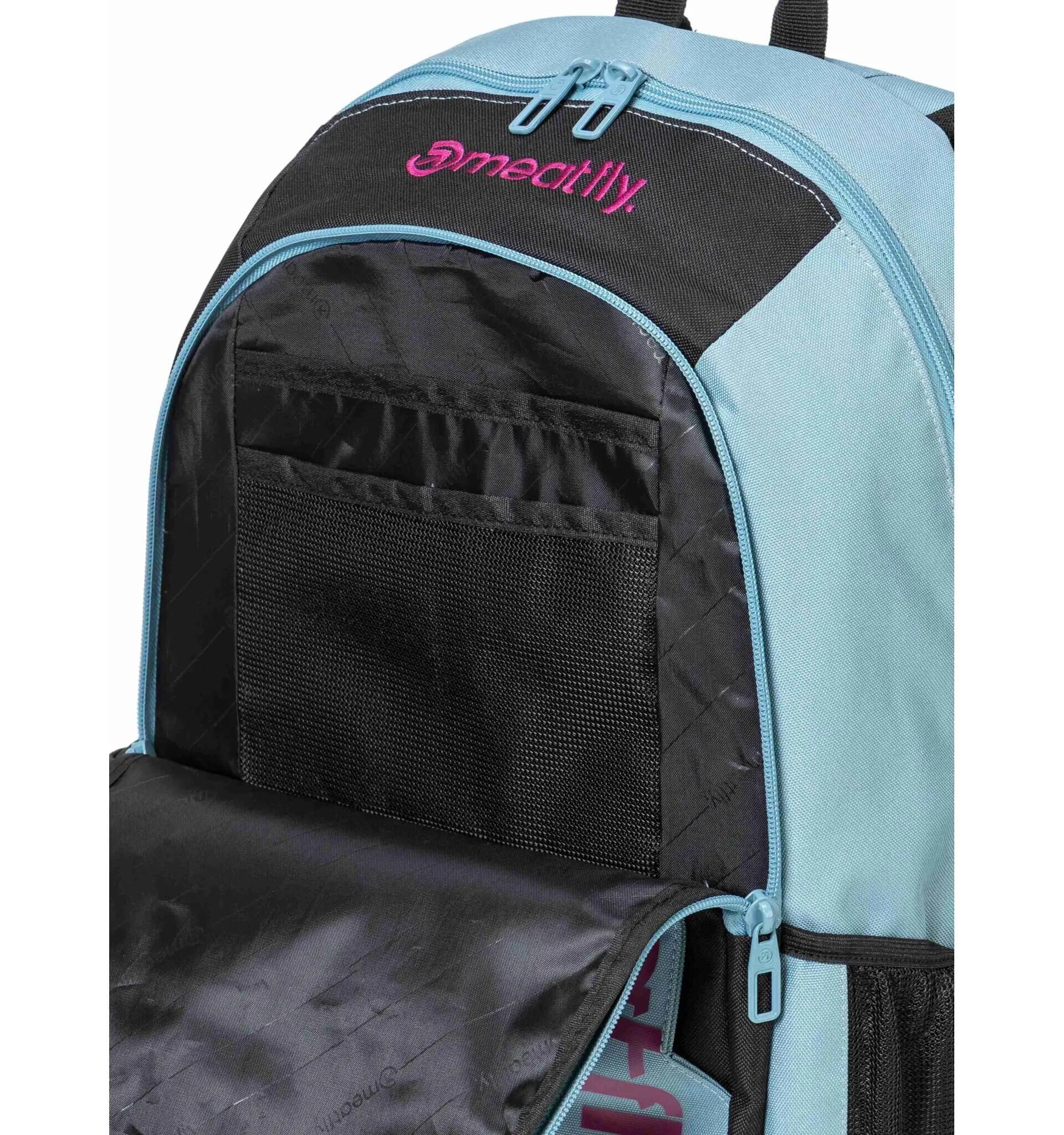 Plecak z mocowaniem na deskorolkę Basejumper – aqua/pink Meatfly + piórnik 4/6