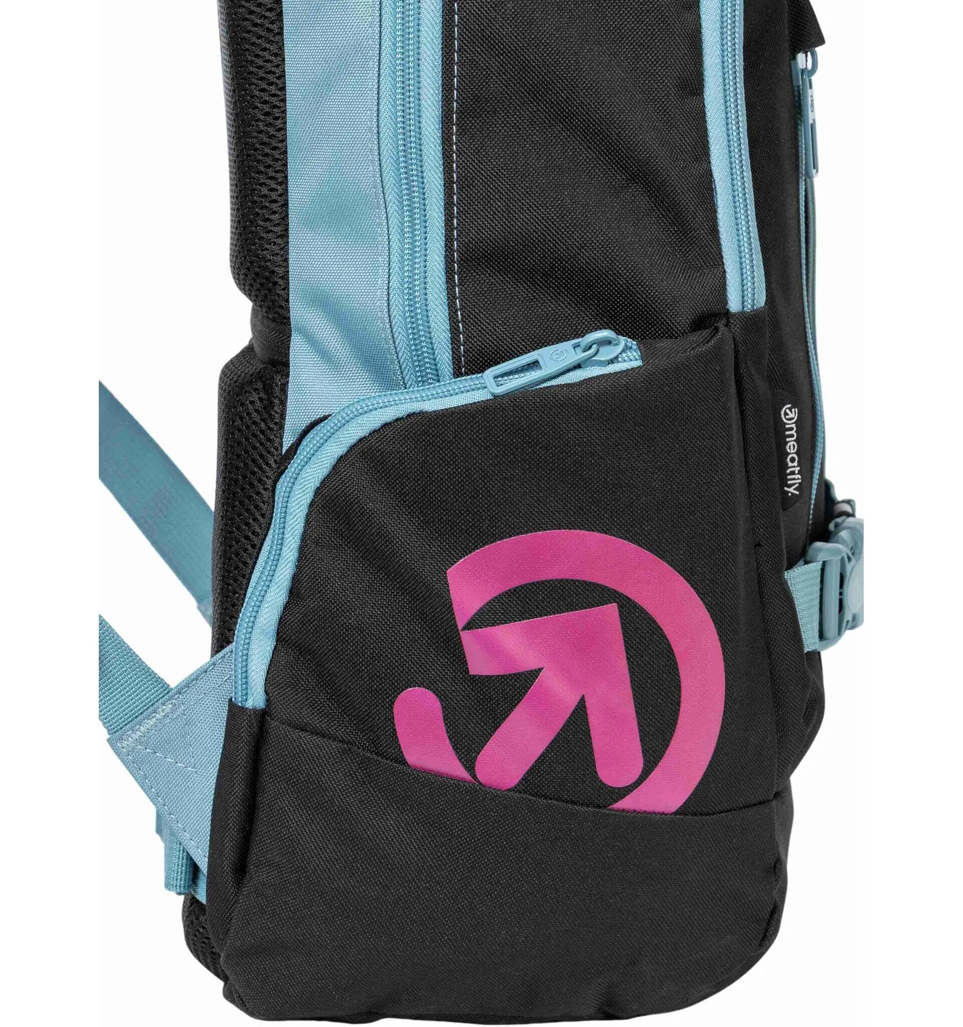Plecak z mocowaniem na deskorolkę Basejumper – aqua/pink Meatfly + piórnik 3/6