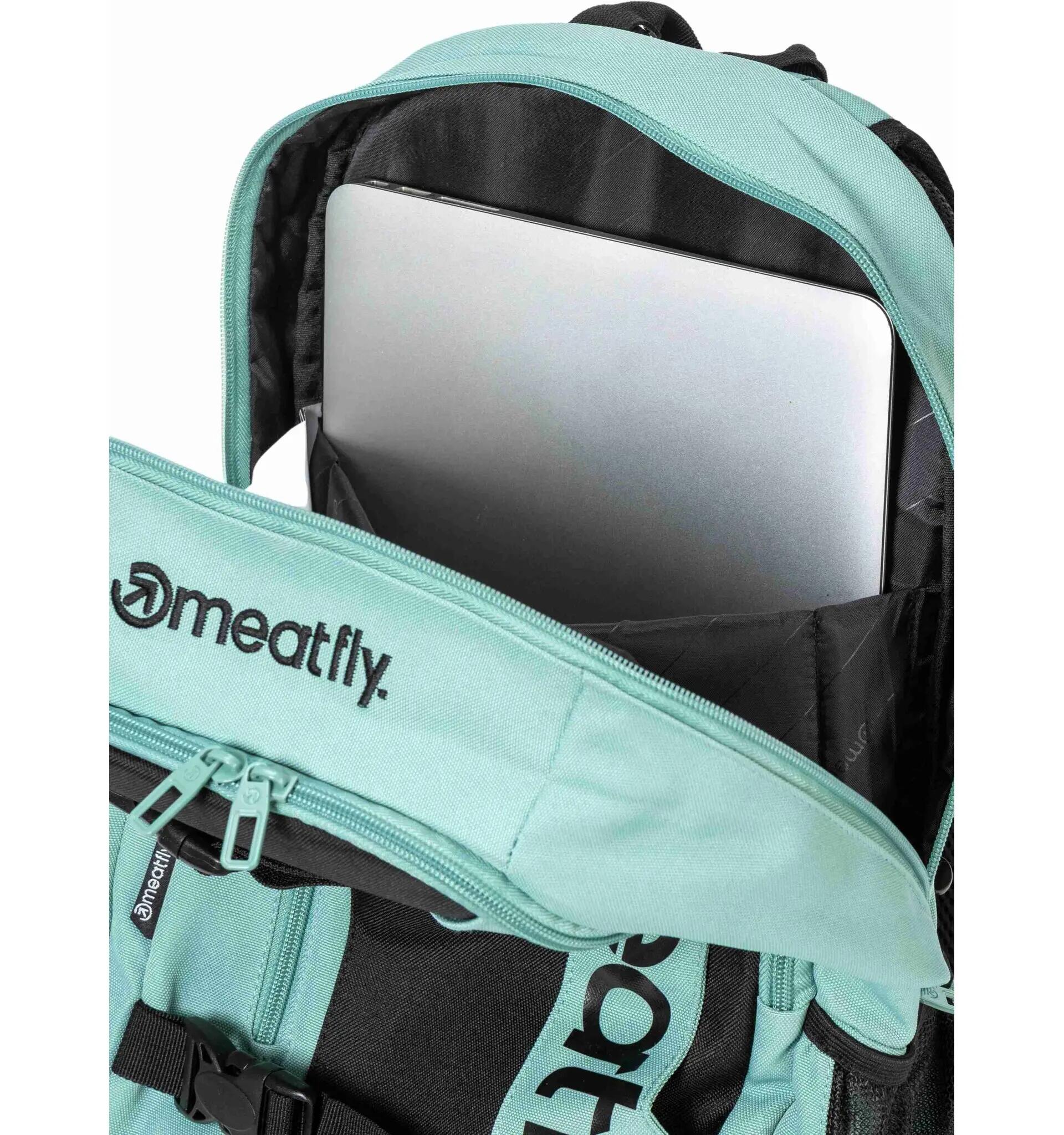 Plecak na laptopa z paskami na deskorolkę – Sea Green Meatfly + piórnik 5/6