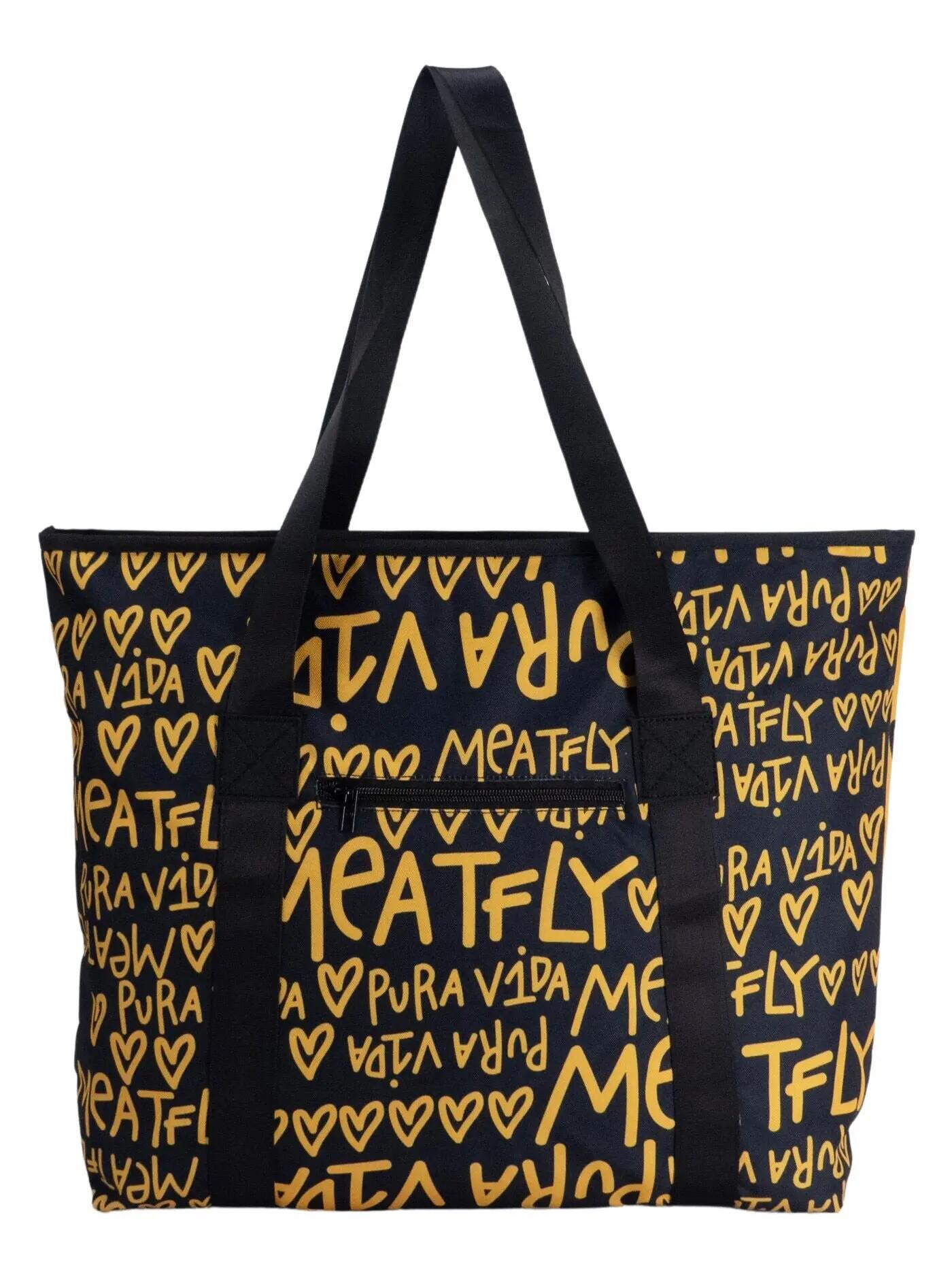 Torba plażowa wielofunkcyjna Pura Vida – żółto-czarna Meatfly 2/4