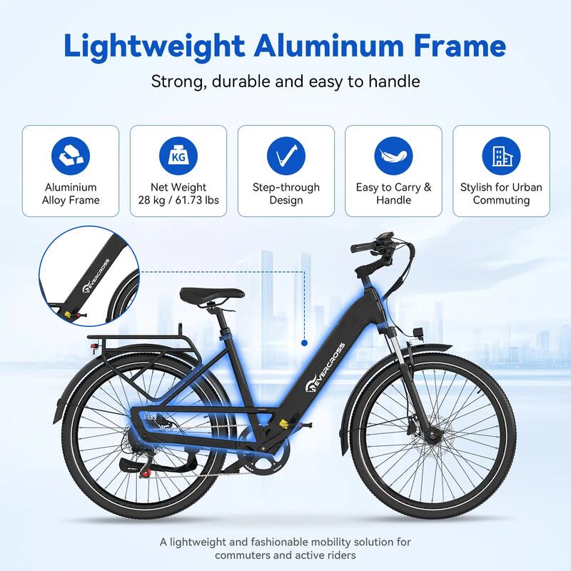 Bicicletă electrică 27,5" EK25 – senzor de cuplu, 250 W, 36 V 13 Ah, NFC, APP