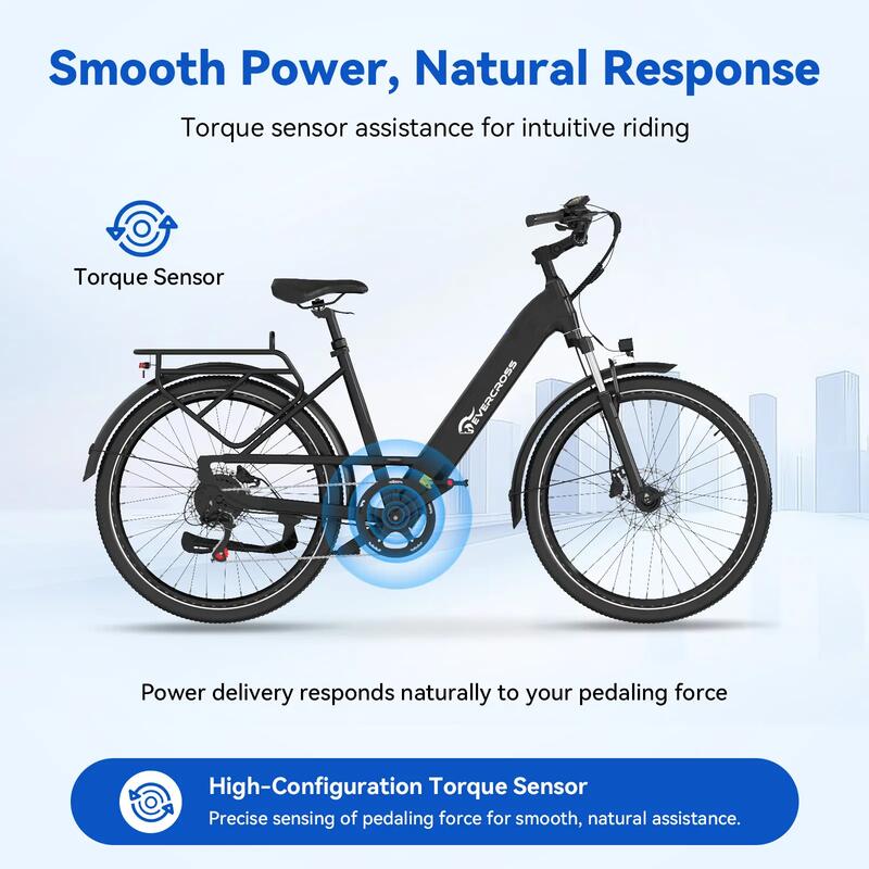 Bicicletă electrică 27,5" EK25 – senzor de cuplu, 250 W, 36 V 13 Ah, NFC, APP
