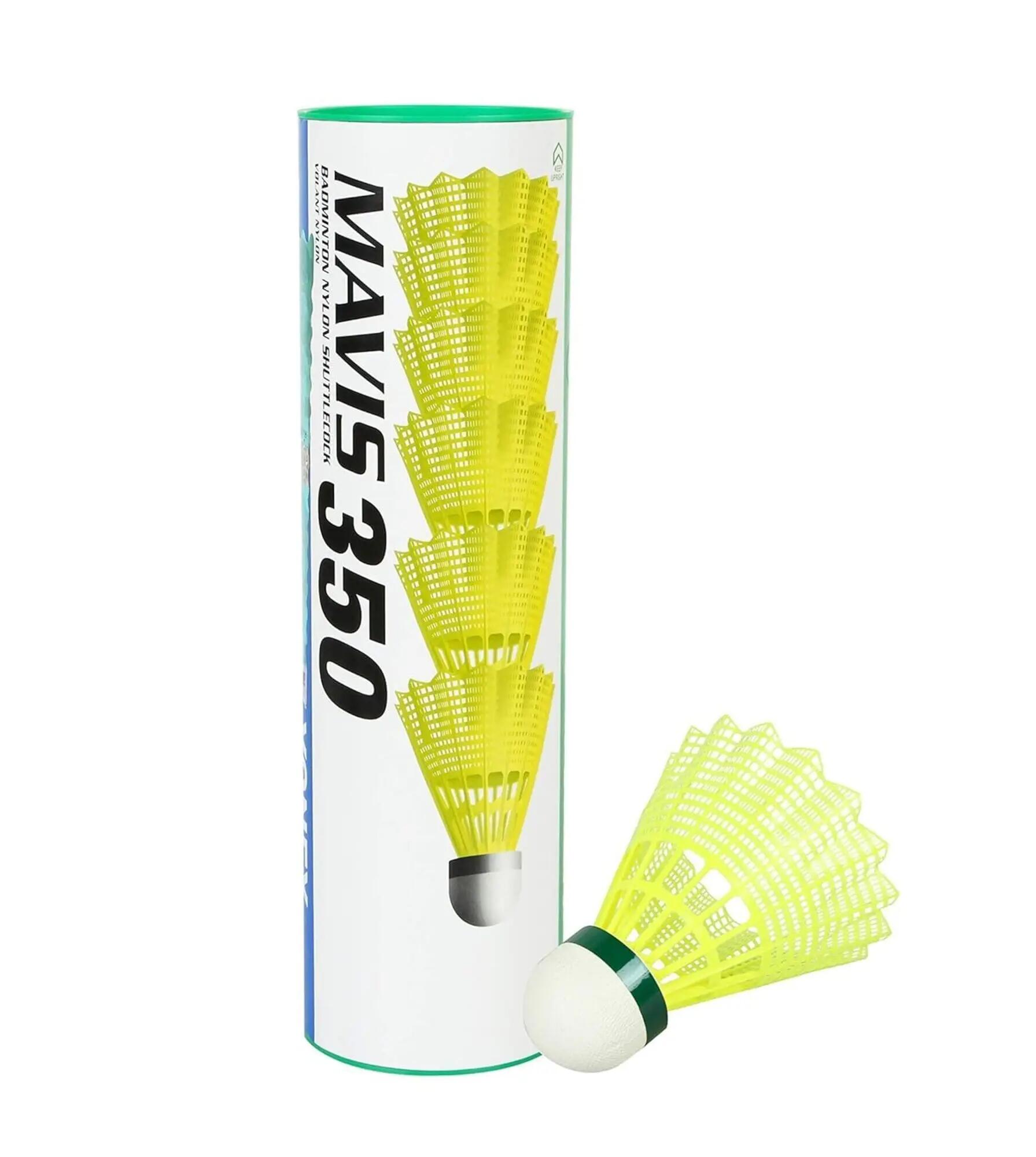 Yonex Mavis 350 Badminton Shuttlecock – Nylon Shuttle for Training & Practice – Green Cap (Pack of 6)-image-2
