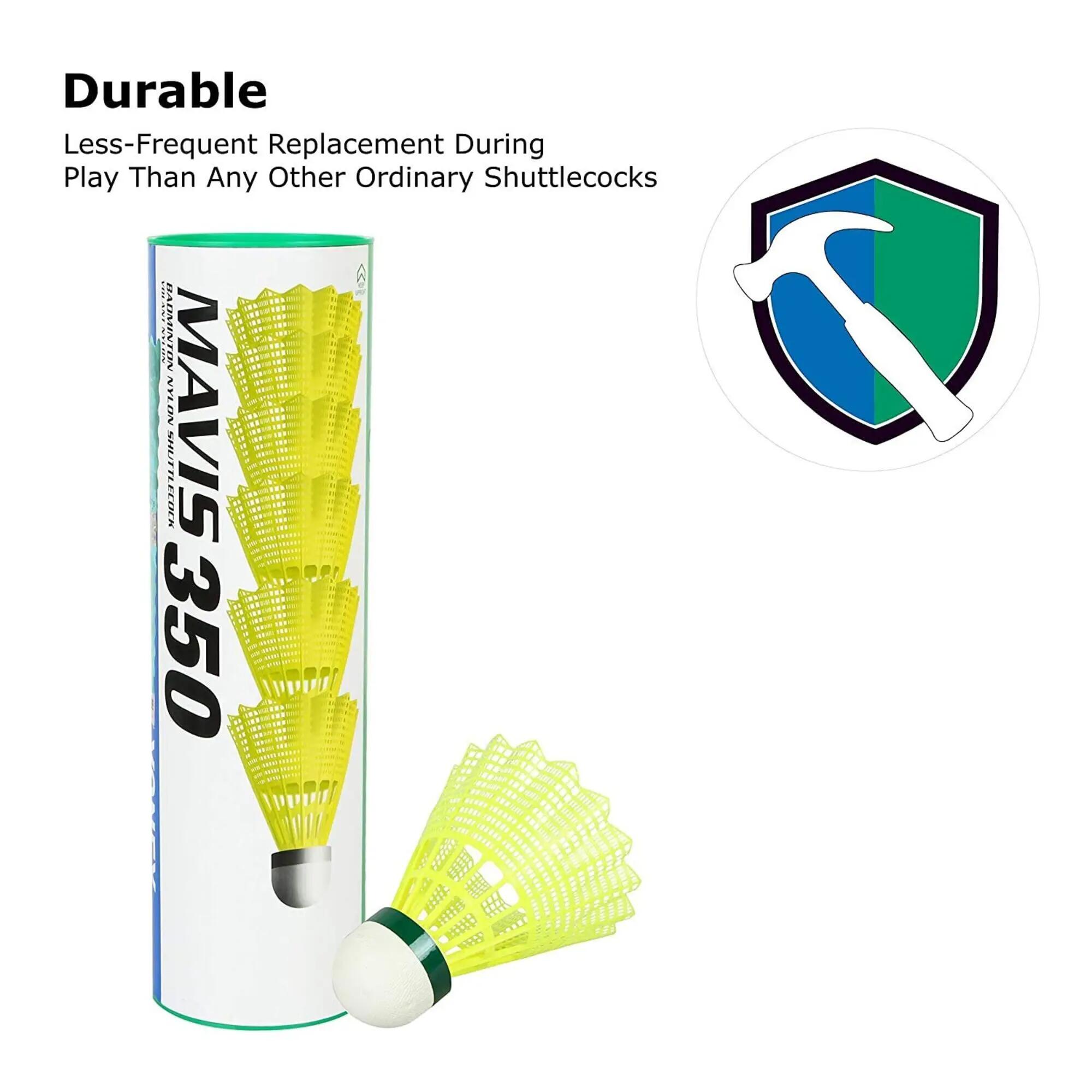 Yonex Mavis 350 Badminton Shuttlecock – Nylon Shuttle for Training & Practice – Green Cap (Pack of 6) -  3