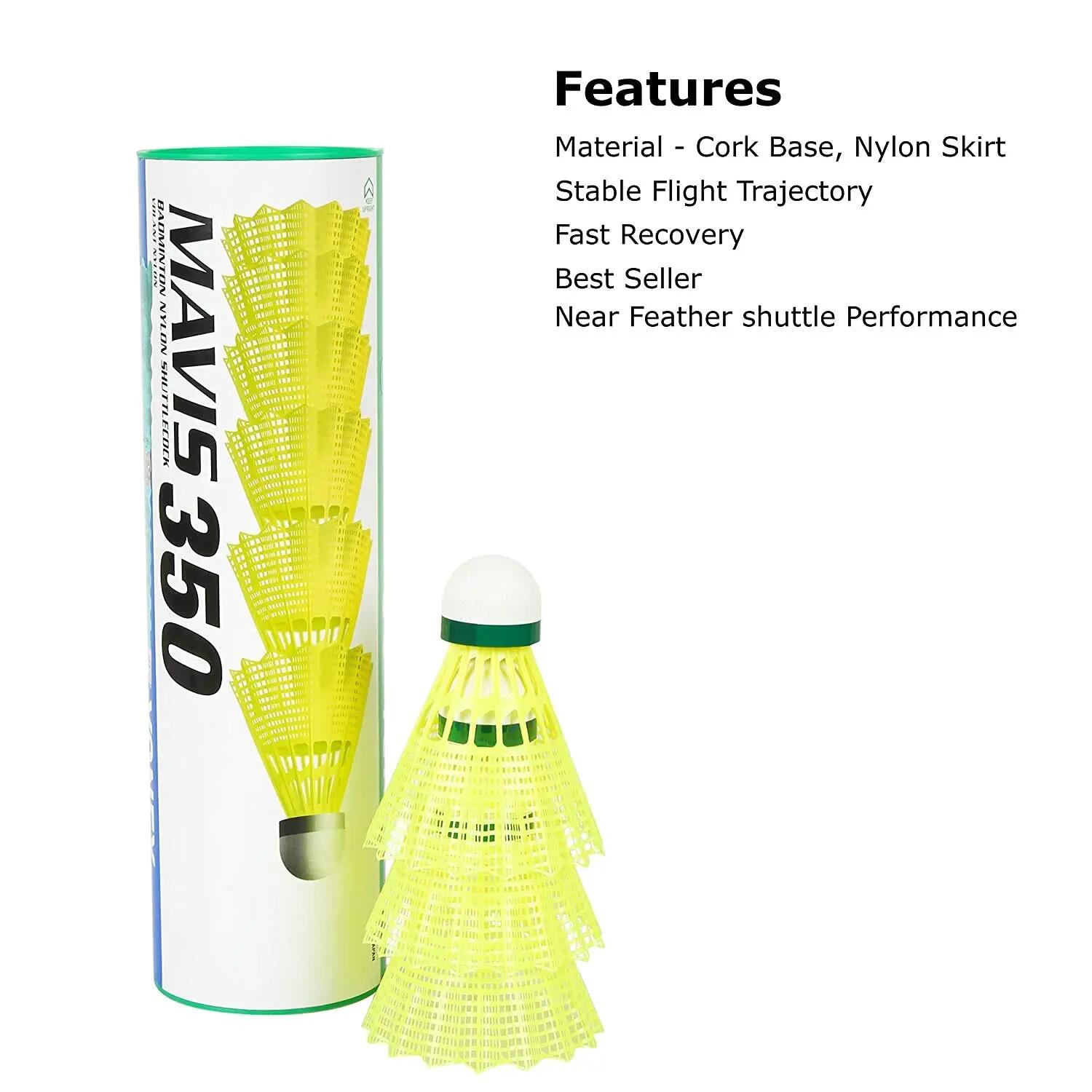 Yonex Mavis 350 Badminton Shuttlecock – Nylon Shuttle for Training & Practice – Green Cap (Pack of 6) -  2