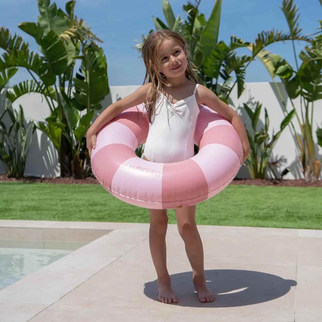 Flamingueo Kinderaufblasbarer Schwimmer Doppelventil PVC-Donut Pink 5/6