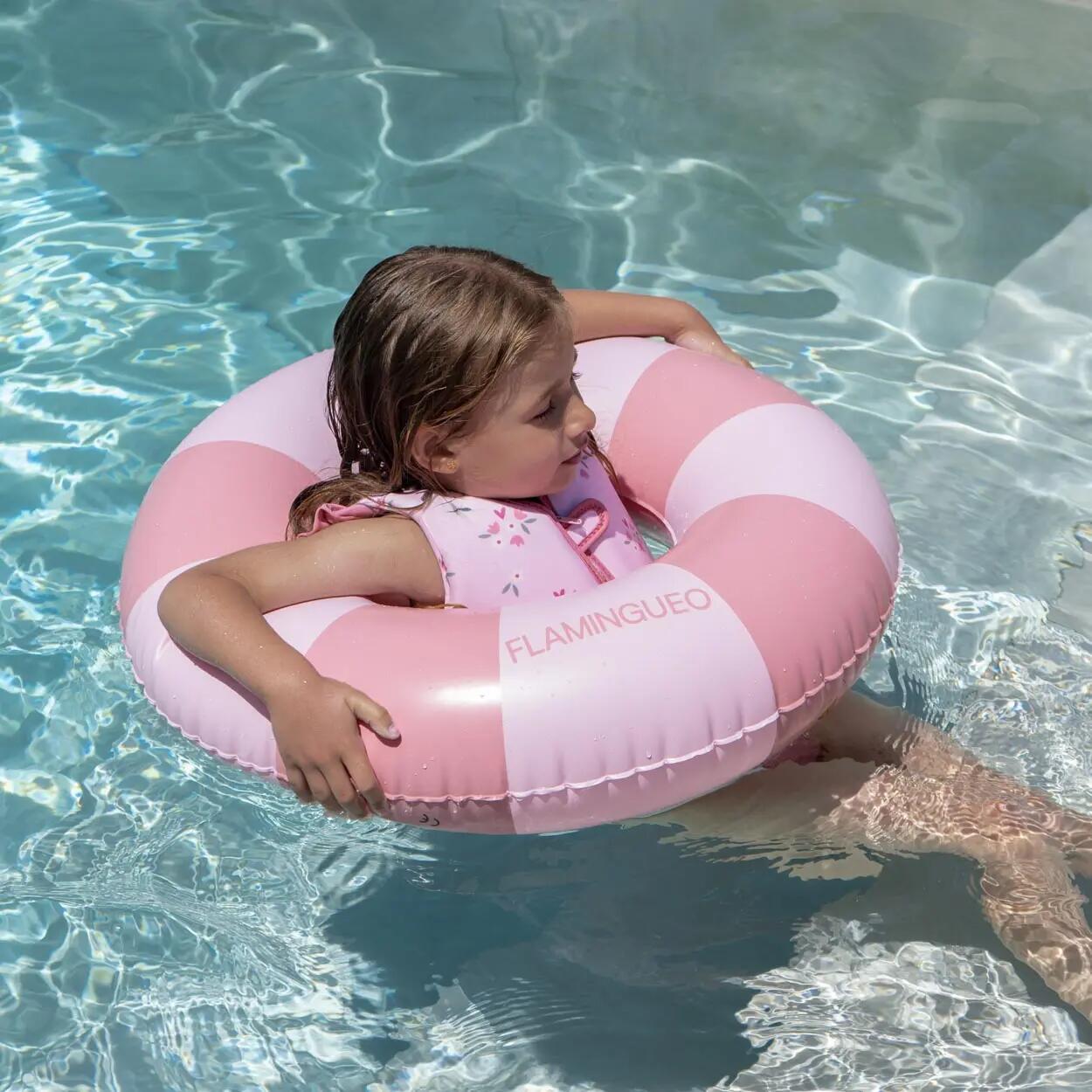 Flamingueo Kinderaufblasbarer Schwimmer Doppelventil PVC-Donut Pink 4/6