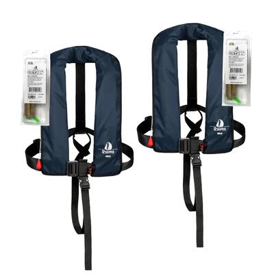 2-pack automatisch reddingsvest 165n iso met harnas blauw incl kits