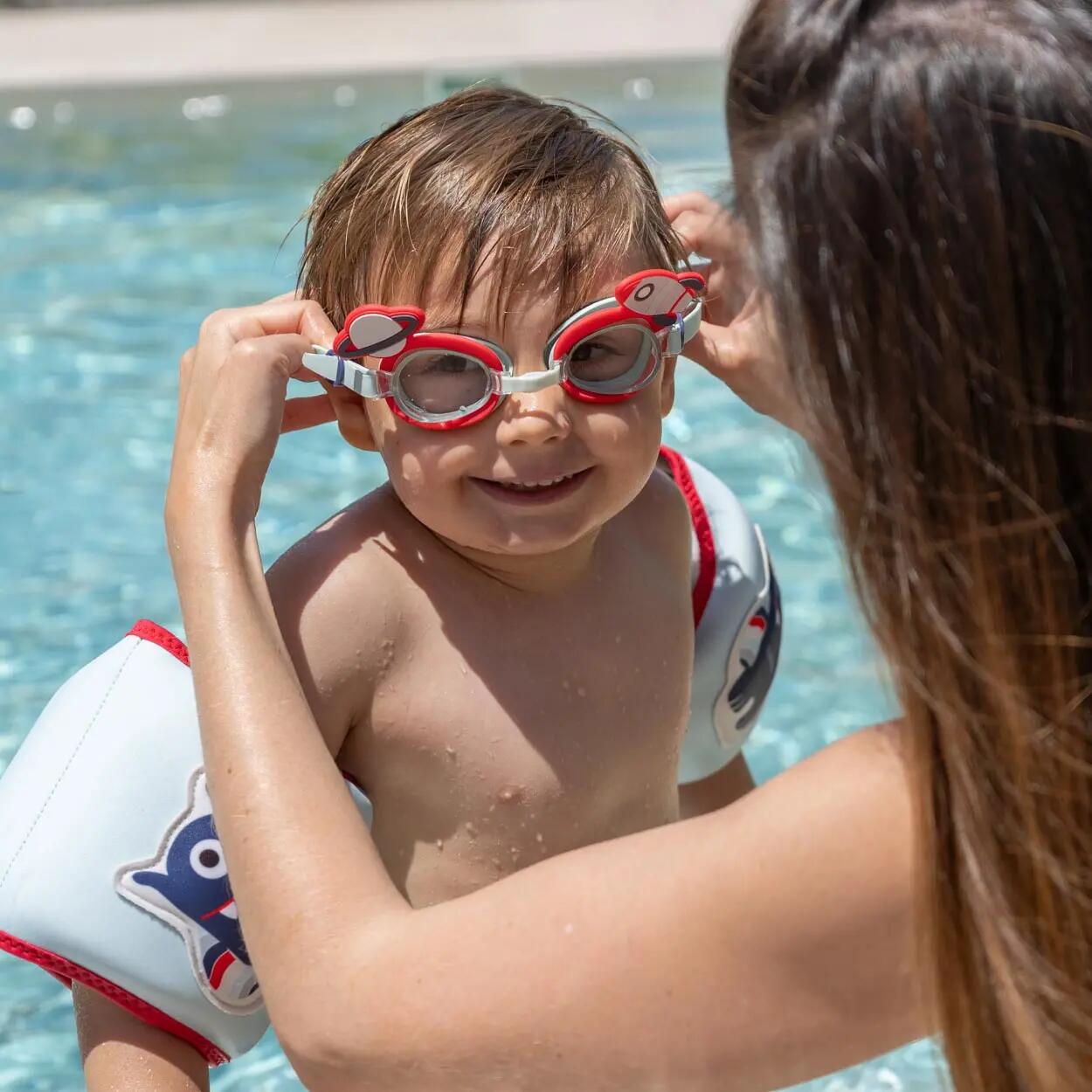 Flamingueo occhialini nuoto bambino antiappannamento rosso 6/7