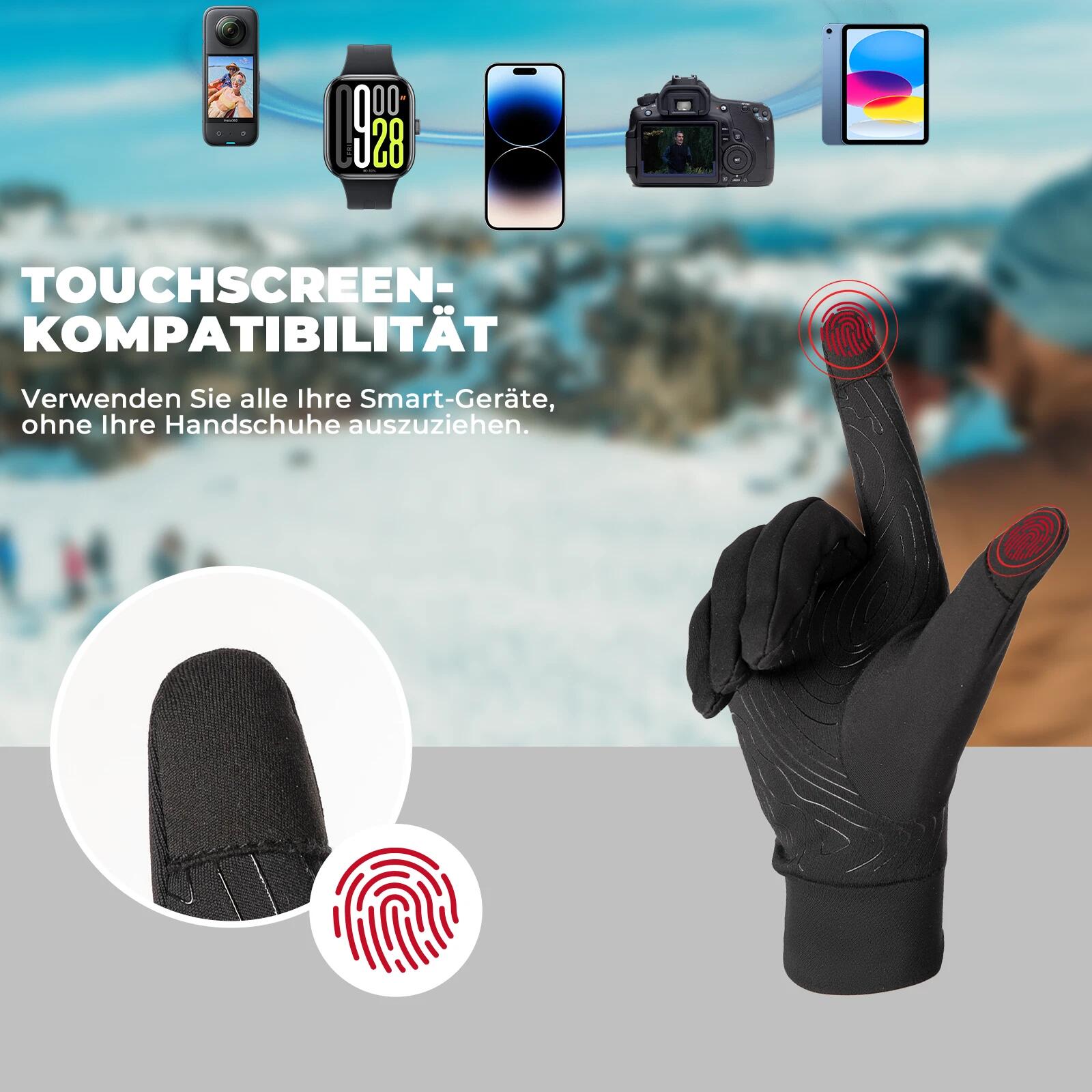 ROCKBROS Winter Fahrradhandschuhe Winddicht Fleece 3/6