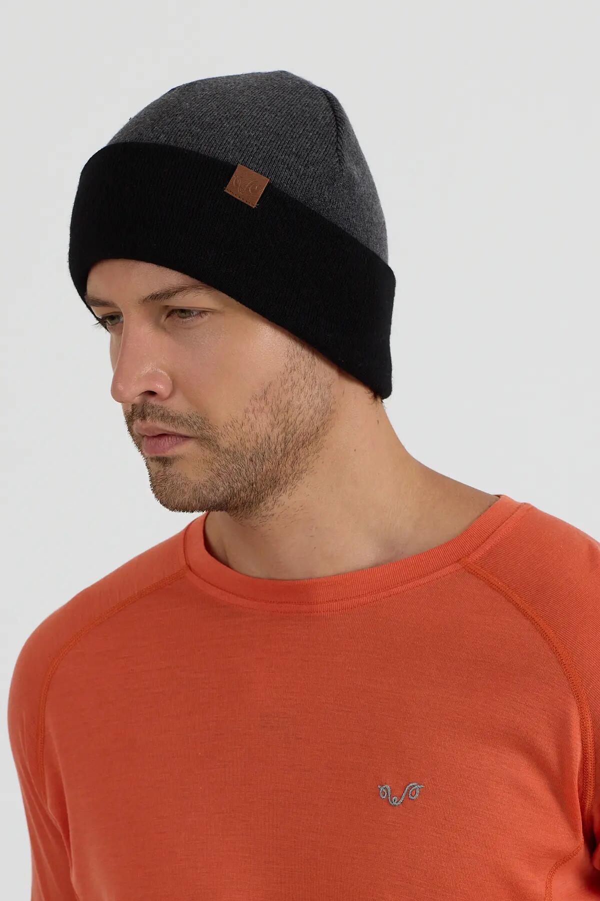 Czapka zimowa gruba z 100% Wełny Merino ( 600 g/m²) - Premium Woolmark Antrasit 2/3