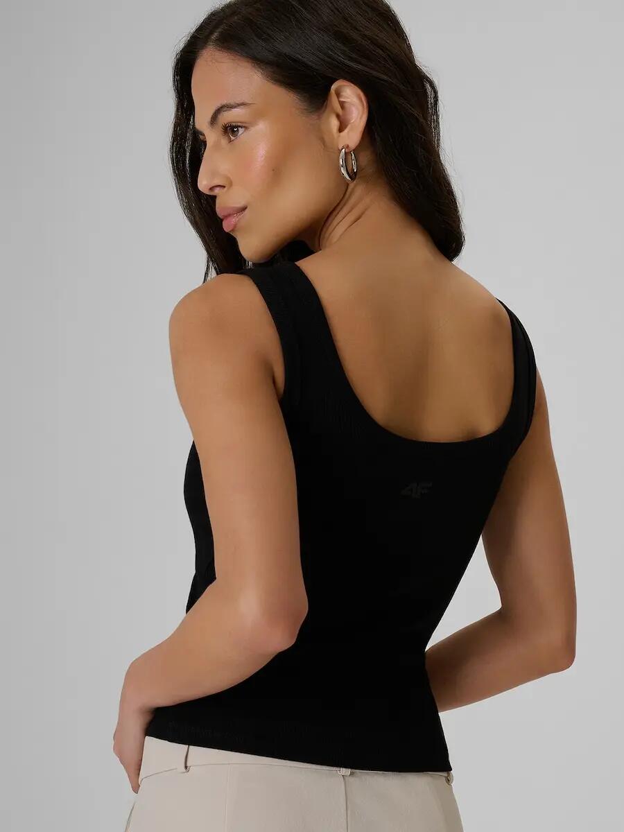Top slim z prążkowanej dzianiny damsk 4F 4FRSS26TSLEF337 2/6
