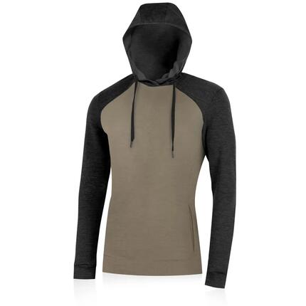 Sweatshirt Radfahren Herren verstellbare Kapuze 100 % Merino Werich braun