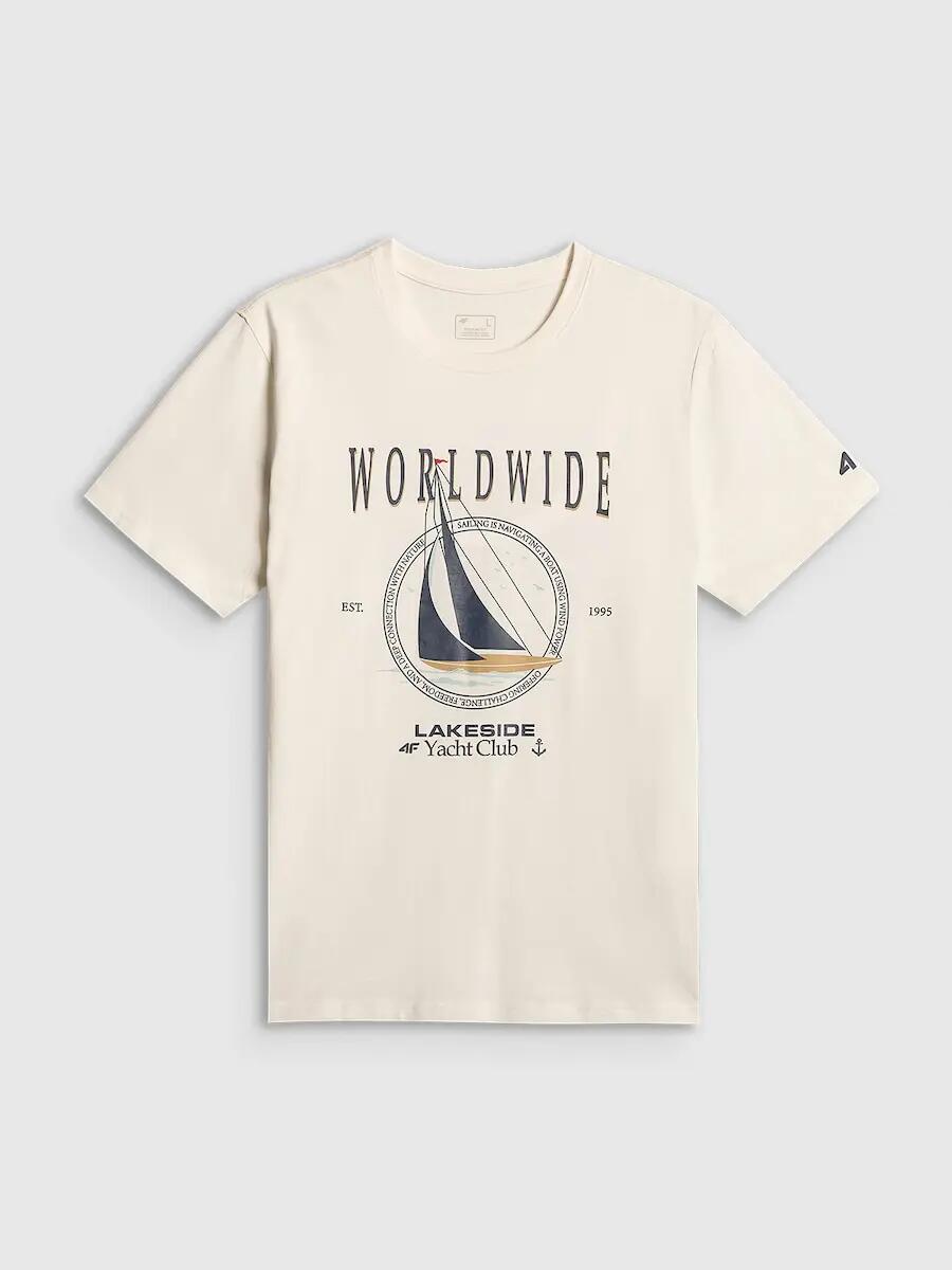 T-shirt regular z nadrukiem męski 4F 4FRSS26TTSHM3993 5/6