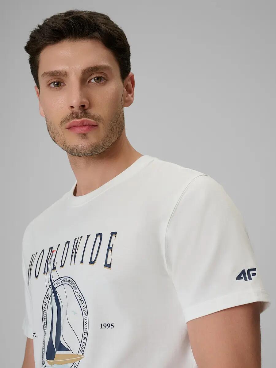 T-shirt regular z nadrukiem męski 4F 4FRSS26TTSHM3993 4/6