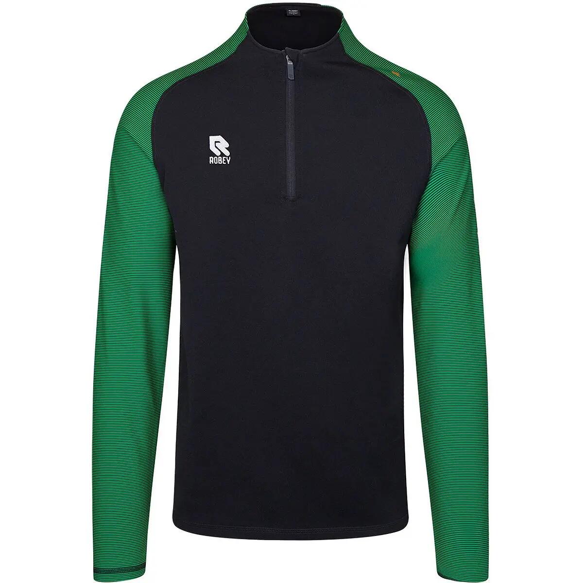 Ziptop entraînement - Football - Enfant - Raglan, zip court - Robey - Noir/Vert 2/5