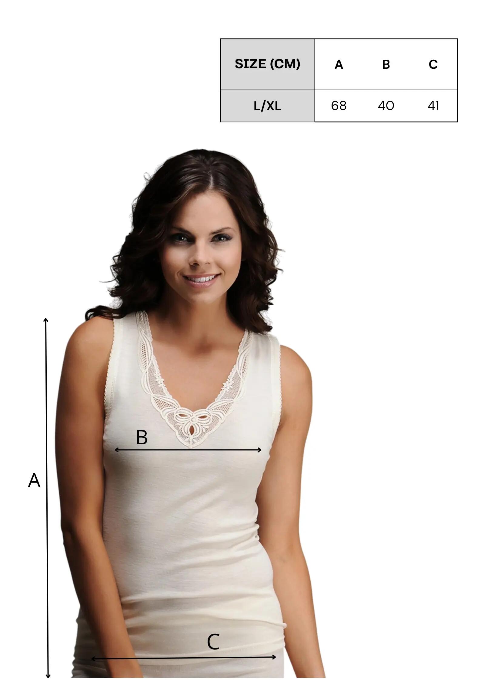 Damski top z wełny merino z koronką L-XL (42-46), Ecru 2/2