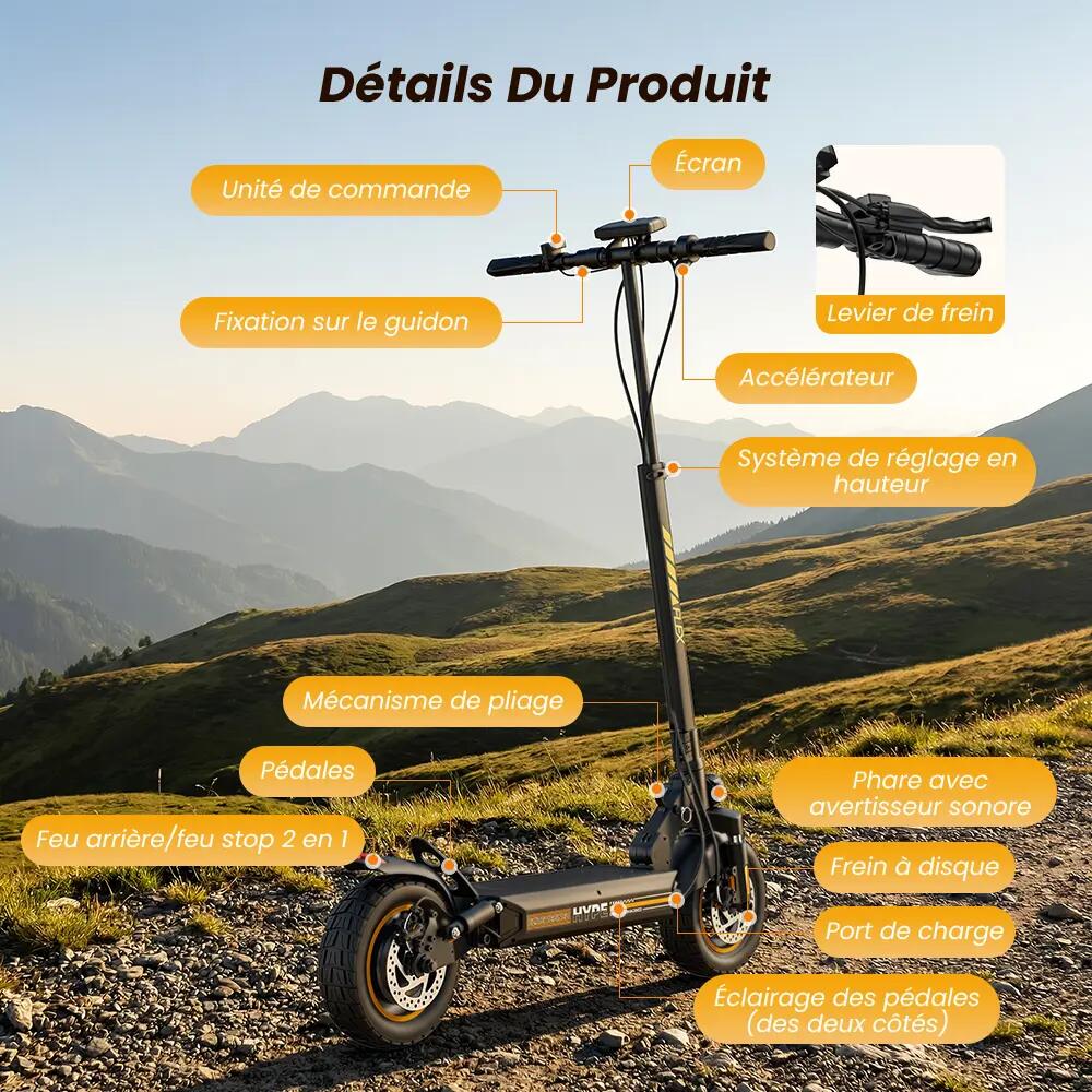 Trottinette Électrique Tout-Terrain iScooter 40 km,Suspension,APP 9/15
