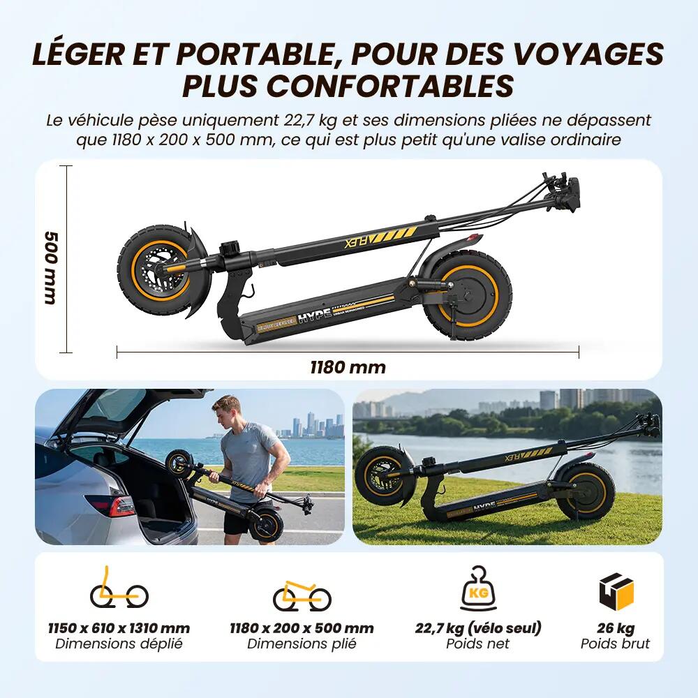 Trottinette Électrique Tout-Terrain iScooter 40 km,Suspension,APP 7/15