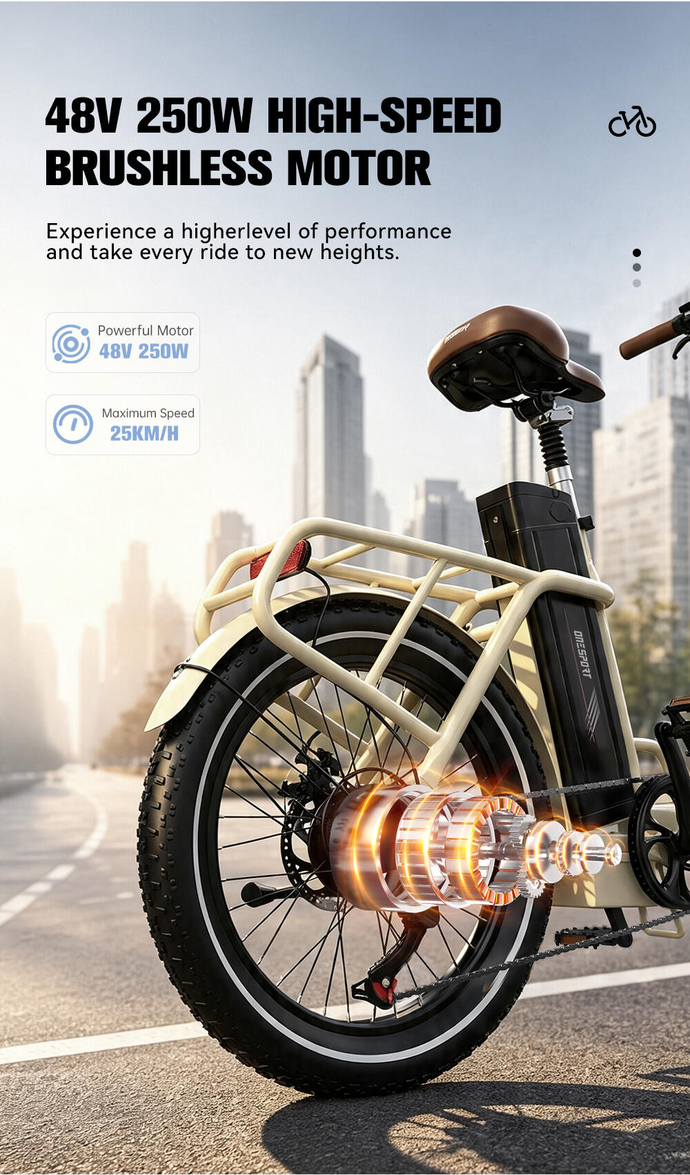 Vélo électrique pour adultes ONESPORT OT16Pro Batterie 48V 17AH 13/15