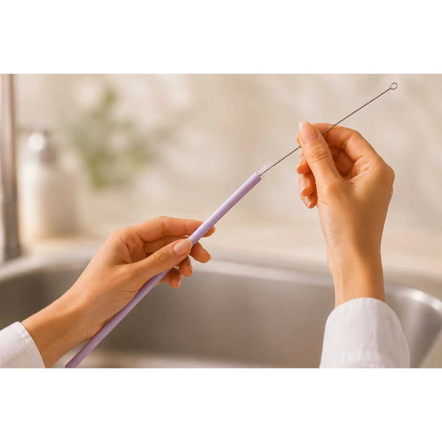 Słomki do kubka Berdsen wielorazowe plastikowe zestaw 4 szt +szczoteczka 2/9