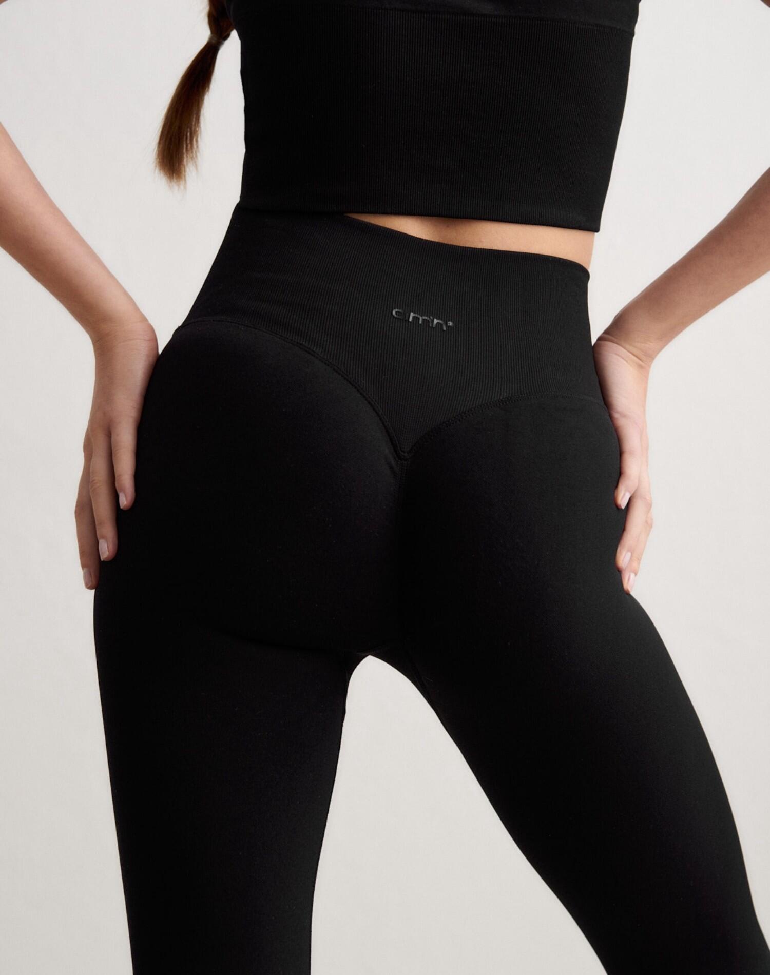 Damen Tights Extra Lang Hoher Bund invisible scrunch Shape Seamless Schwarz 4/6