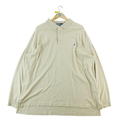 Tweedehands - polo ralph lauren heren polo lange mouw beige - goede staat