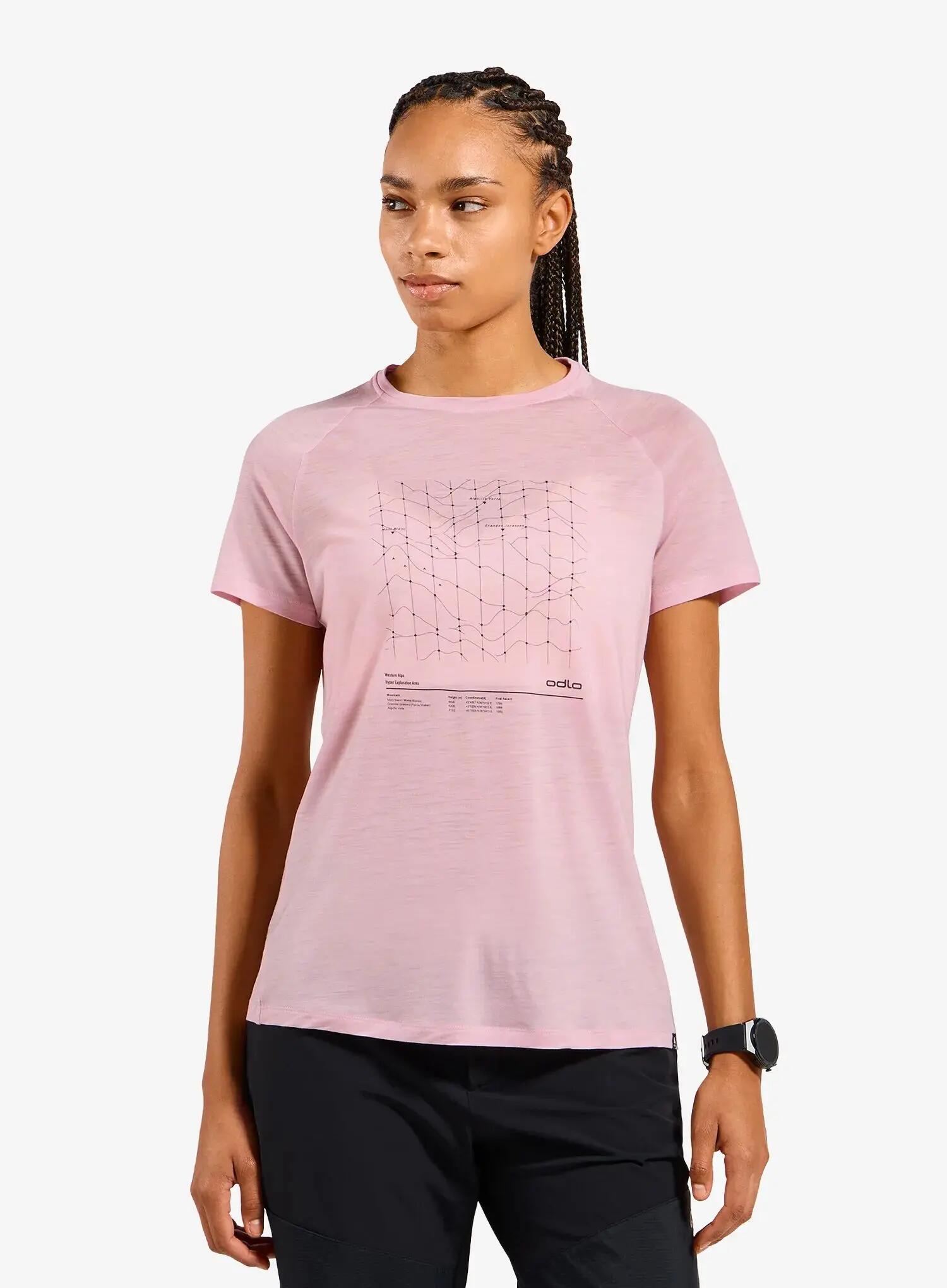 Koszulka damska Odlo Merino Tencel Hyper Map Crew Neck S/S 4/5