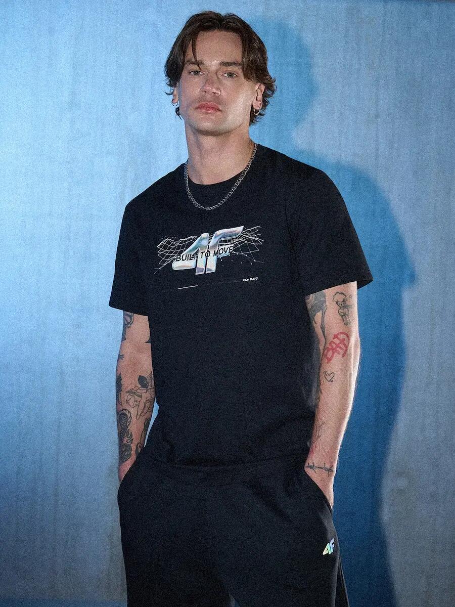 T-shirt regular z nadrukiem męski 4F  4FRSS26TTSHM3662 4/7