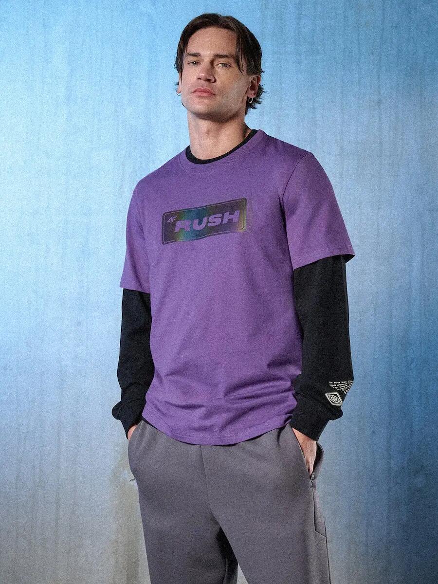 T-shirt regular z nadrukiem męski 4F 4FRSS26TTSHM3659 5/7