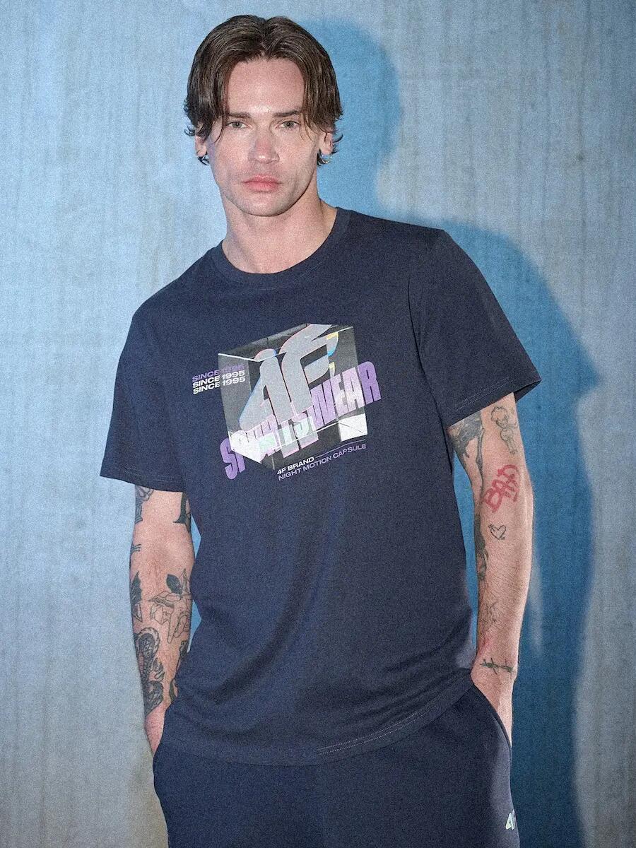 T-shirt regular z nadrukiem męski 4F 4FRSS26TTSHM3657 5/7