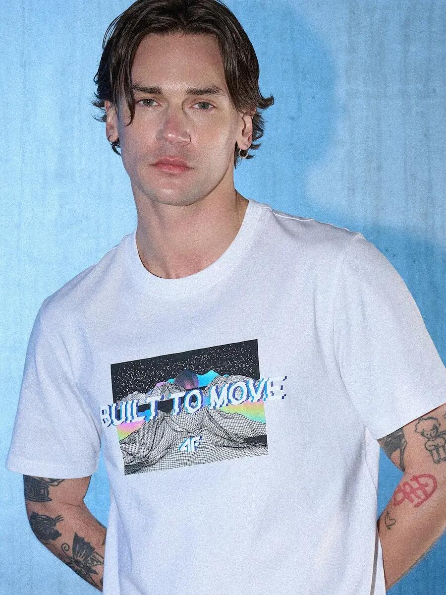 T-shirt regular z nadrukiem męski 4F 4FRSS26TTSHM3658 6/7