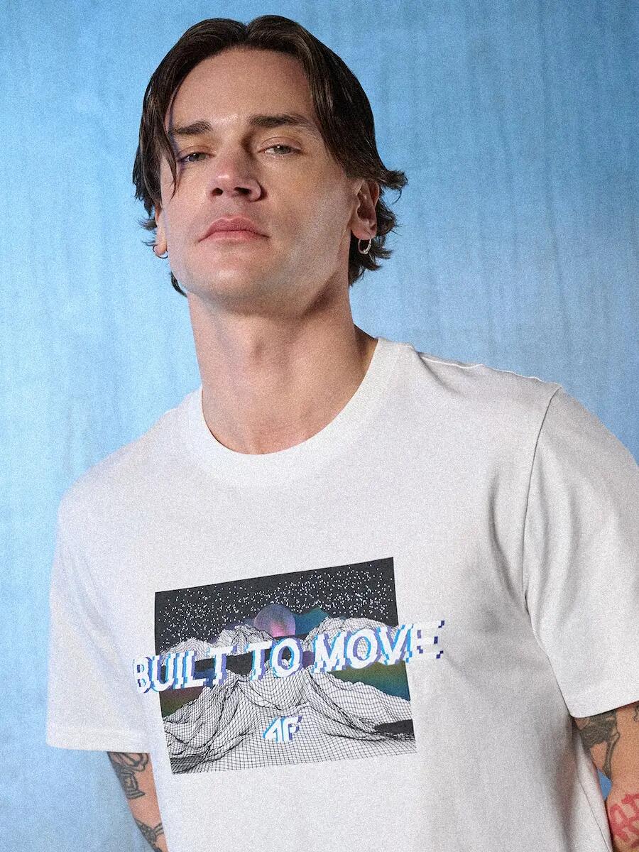 T-shirt regular z nadrukiem męski 4F 4FRSS26TTSHM3658 5/7