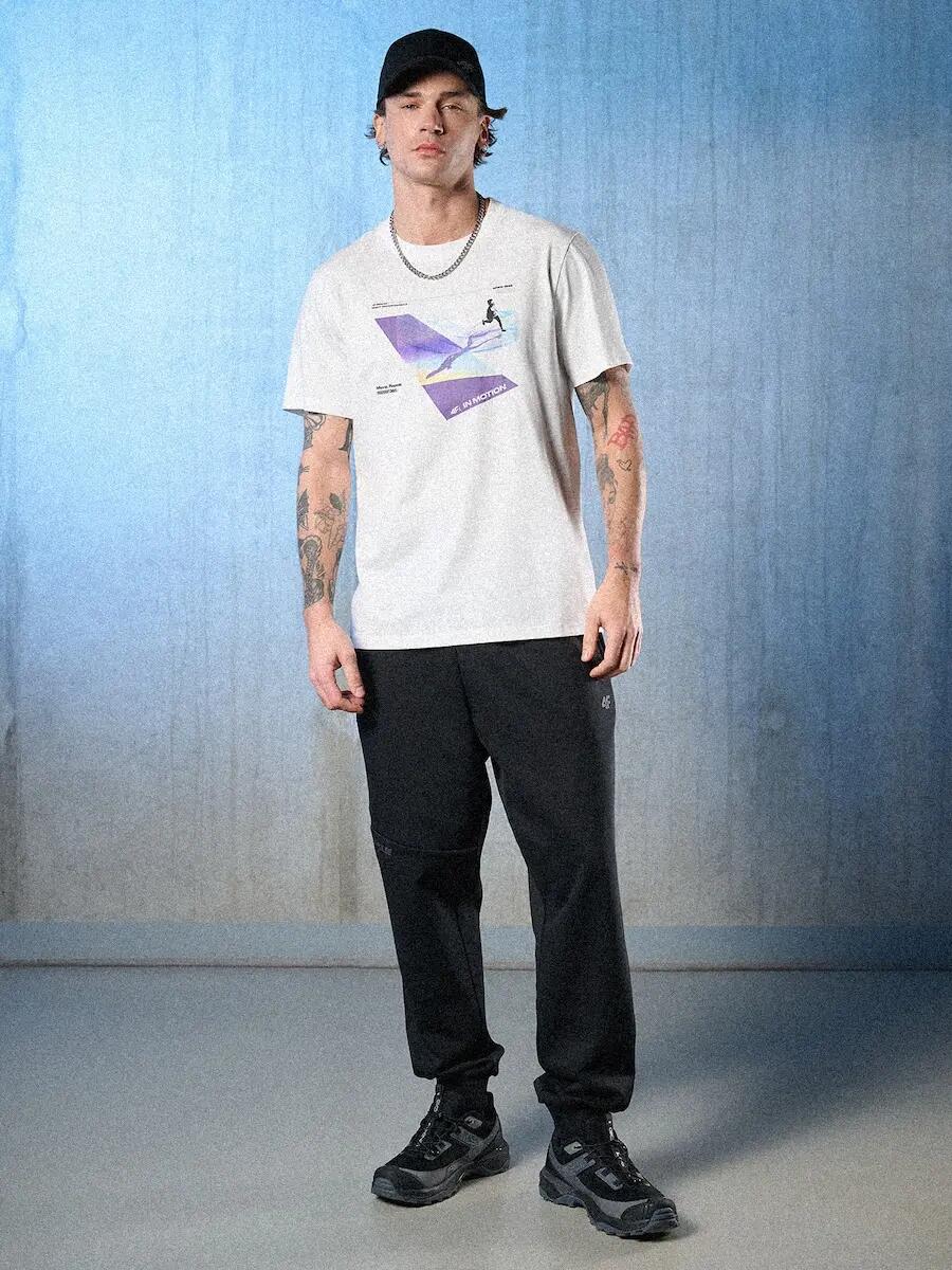 T-shirt regular z nadrukiem męski 4F 4FRSS26TTSHM3661 4/7