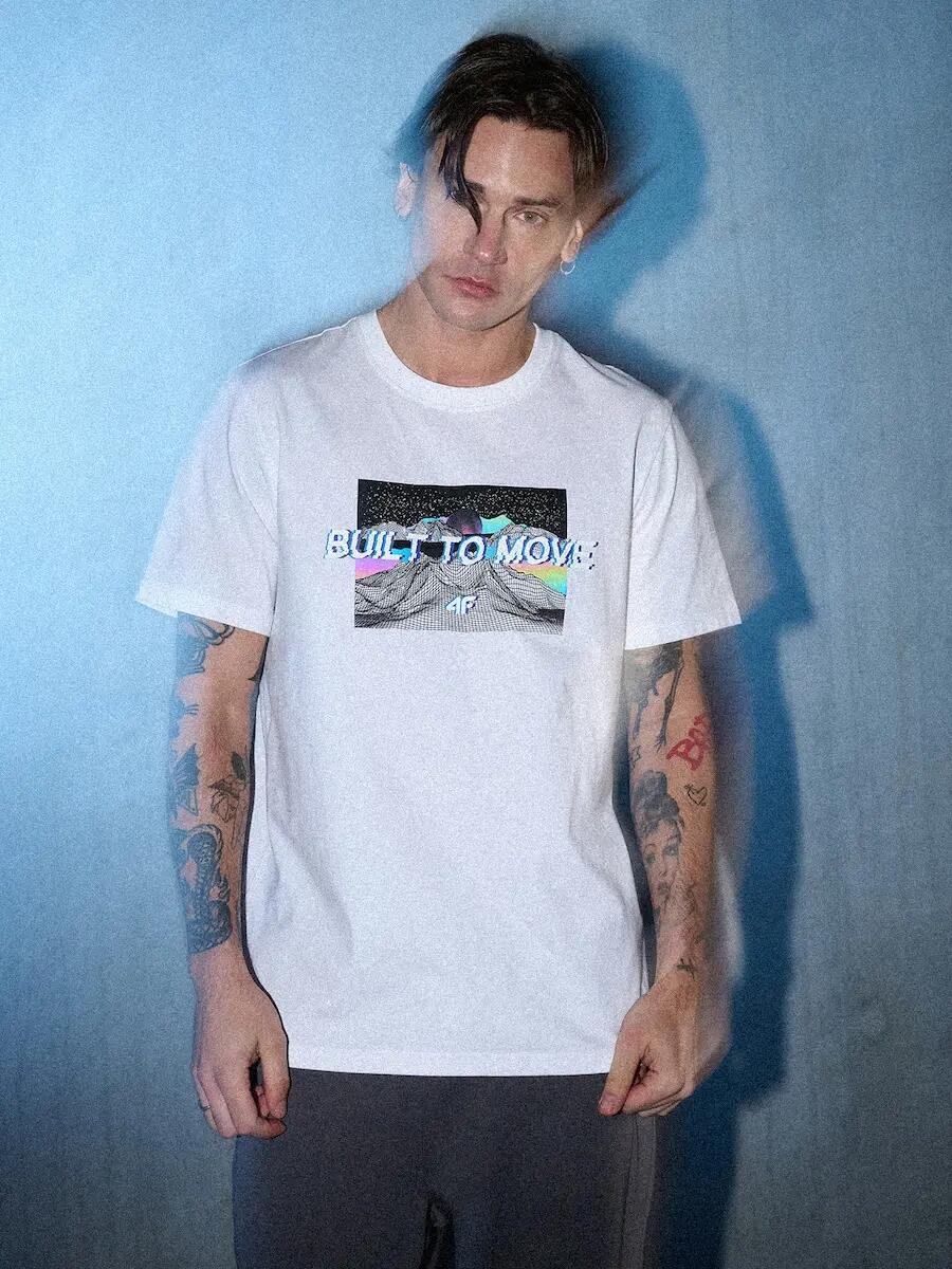T-shirt regular z nadrukiem męski 4F 4FRSS26TTSHM3658 3/7