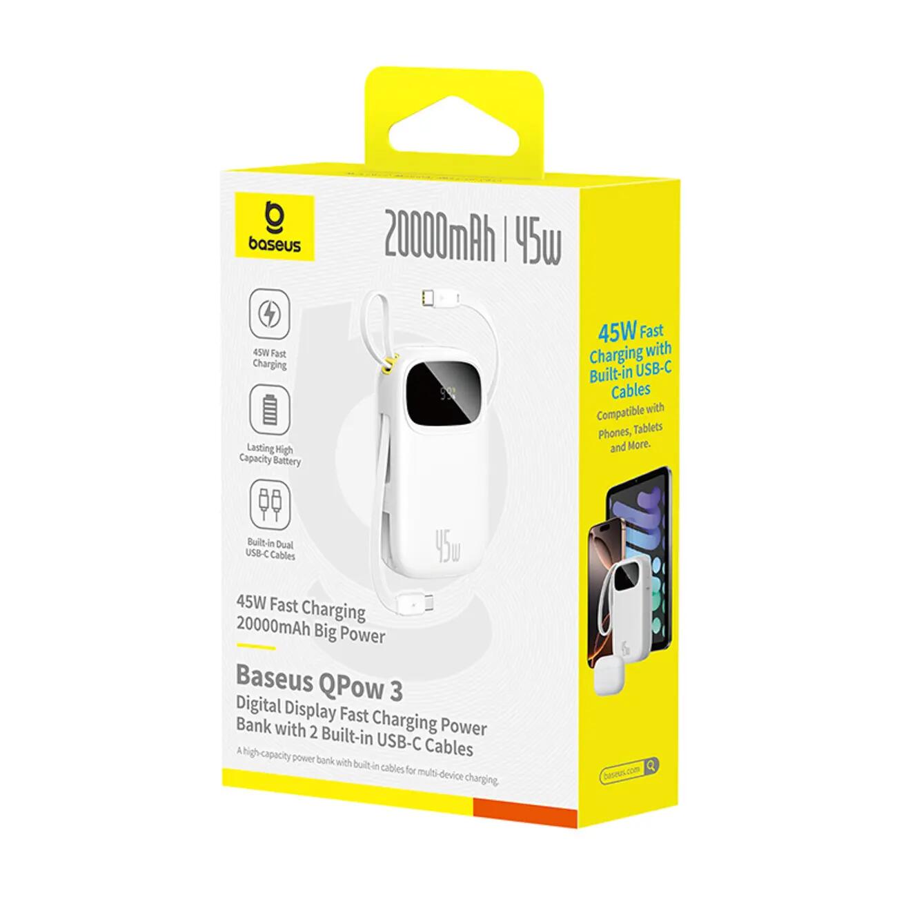Powerbank Baseus 20000mAh 45W wbudowane kable USB-C 7/7