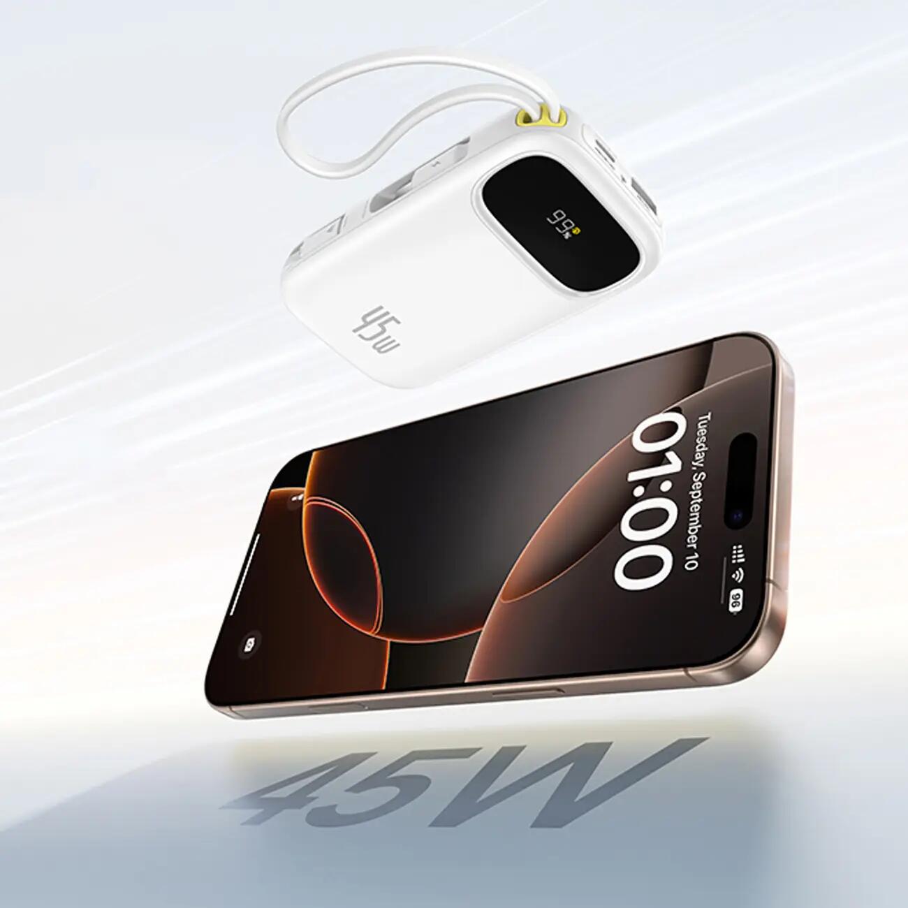 Powerbank Baseus 20000mAh 45W wbudowane kable USB-C 4/7