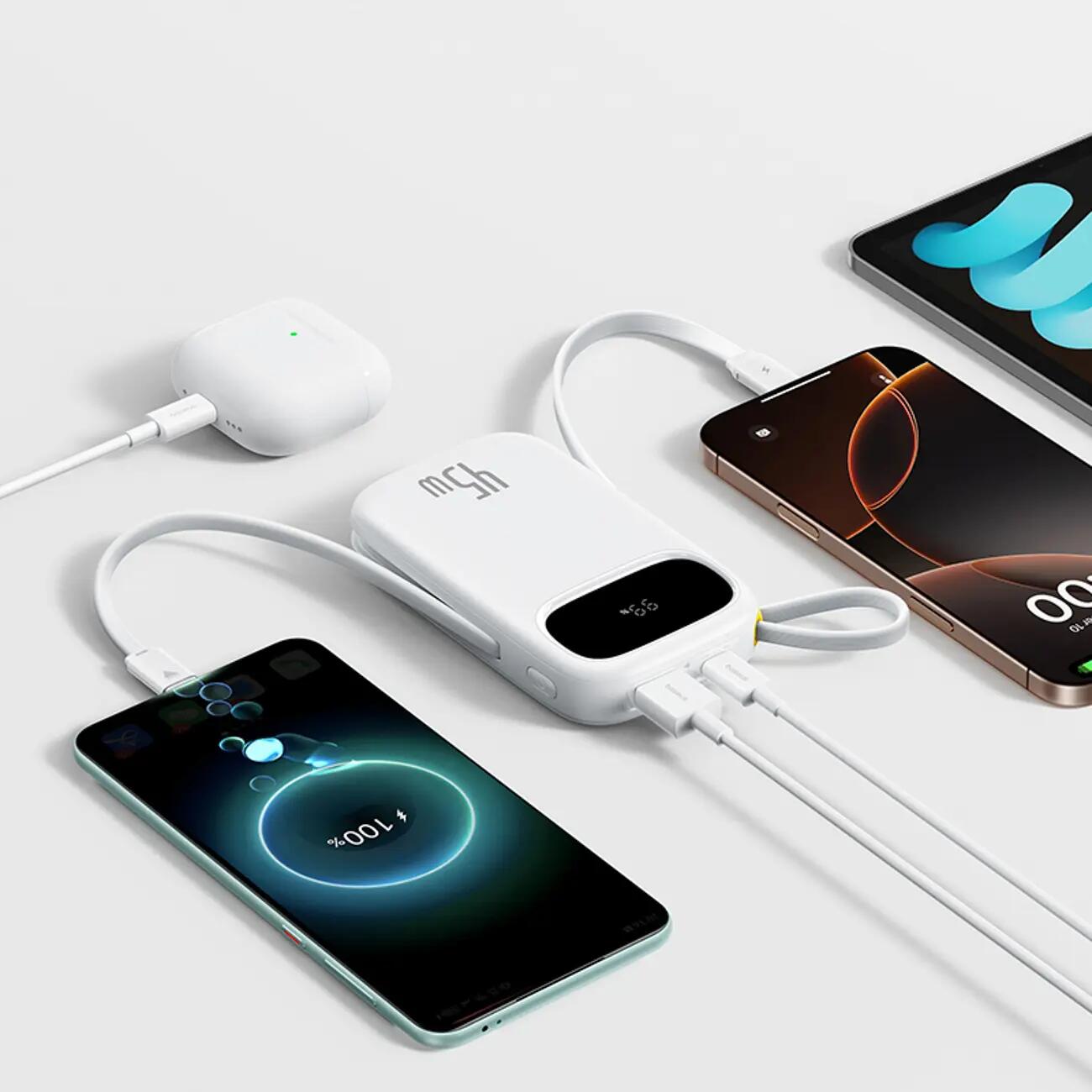 Powerbank Baseus 20000mAh 45W wbudowane kable USB-C 2/7
