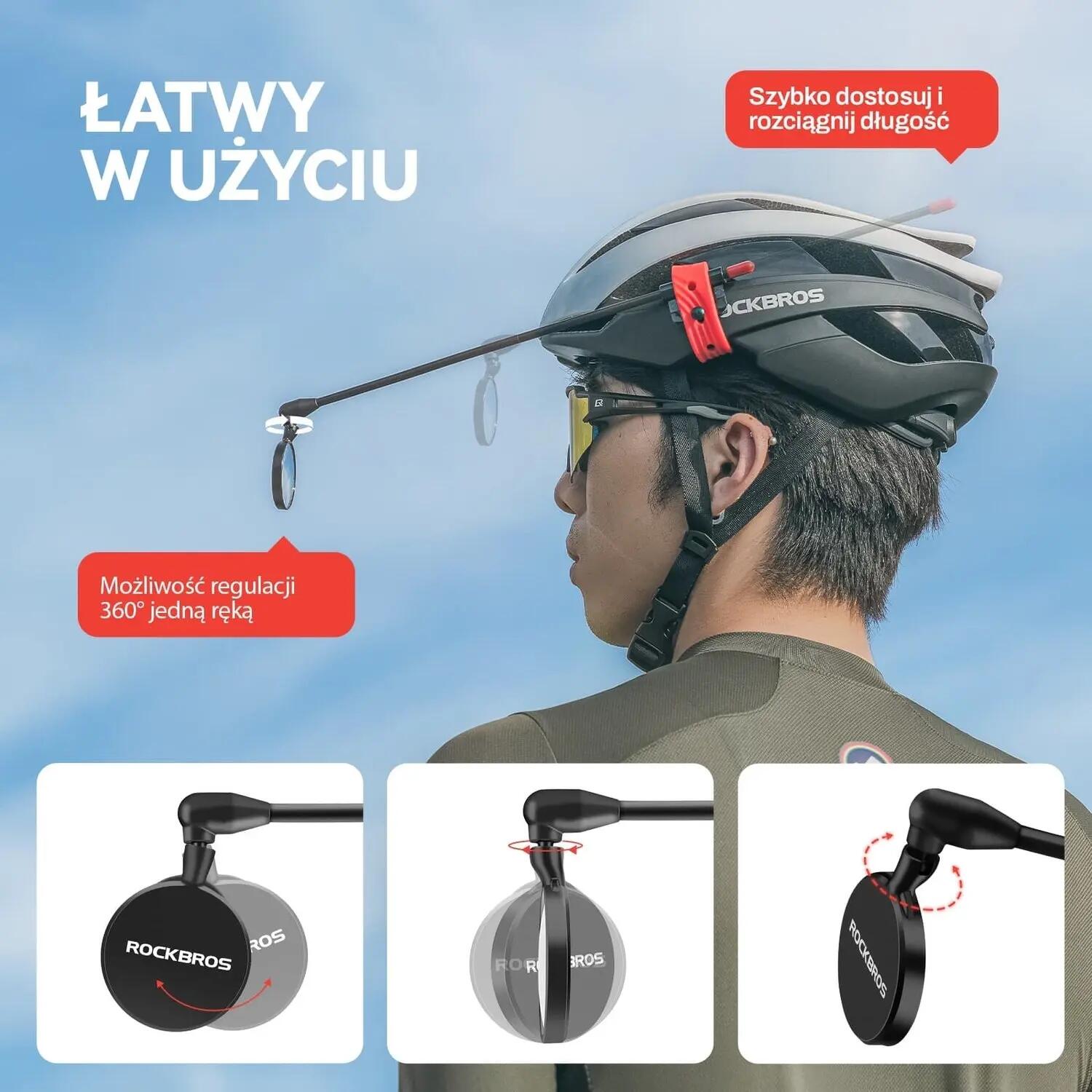 Espelho retrovisor HD ajustável em 360° para capacete de bicicleta ROCKBROS 2/2