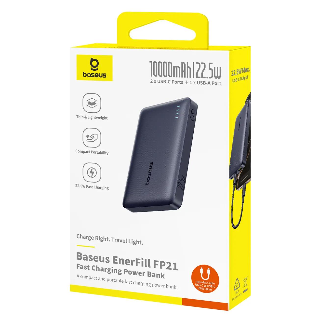 Powerbank Baseus 10000 mAh 22,5W USB-C USB-A PD QC 7/7